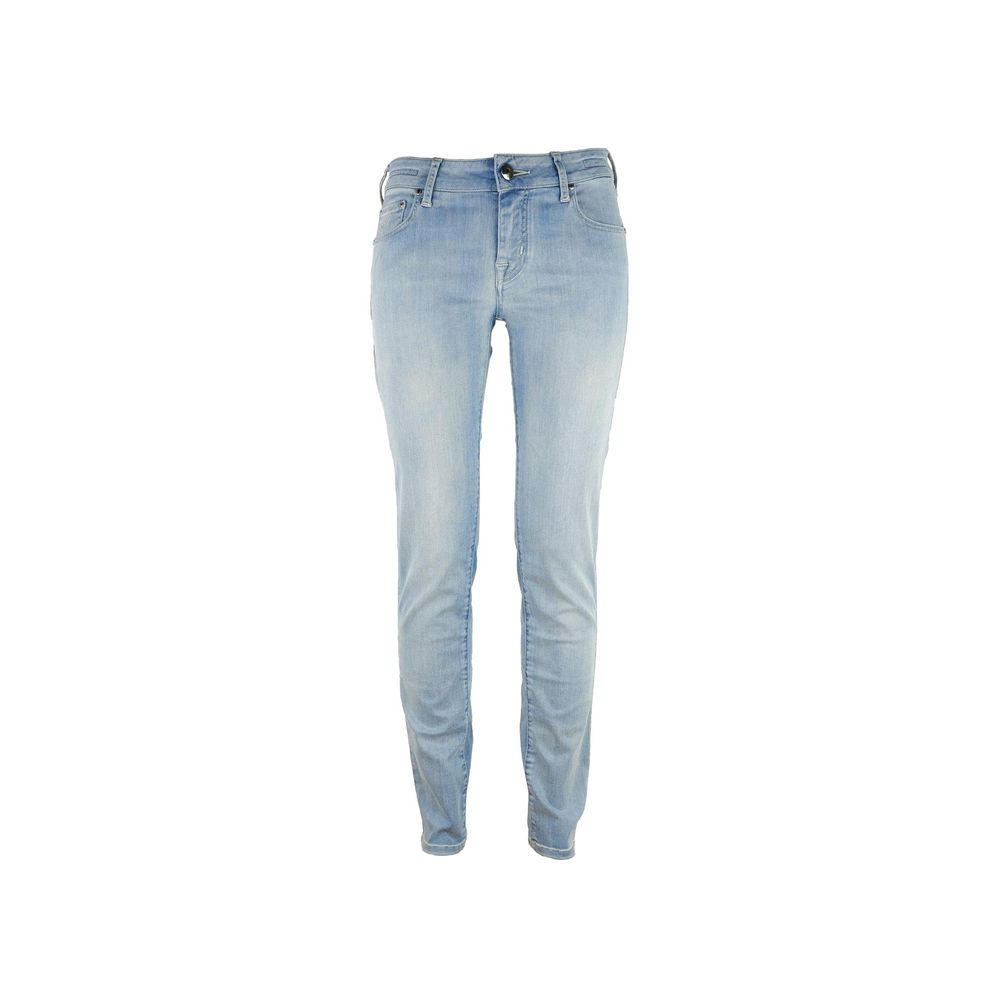 Blue Cotton Straight-Leg Jeans