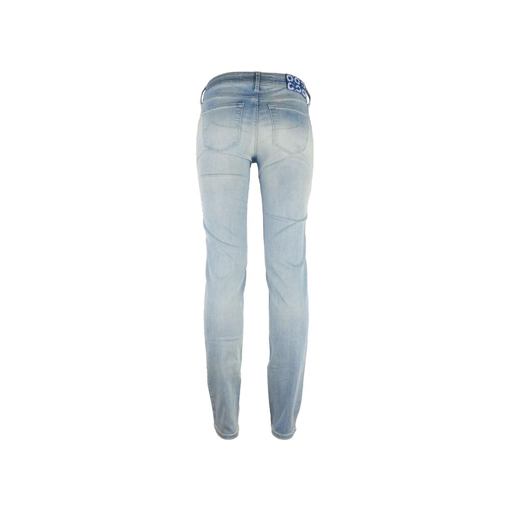 Blue Cotton Skinny Pants