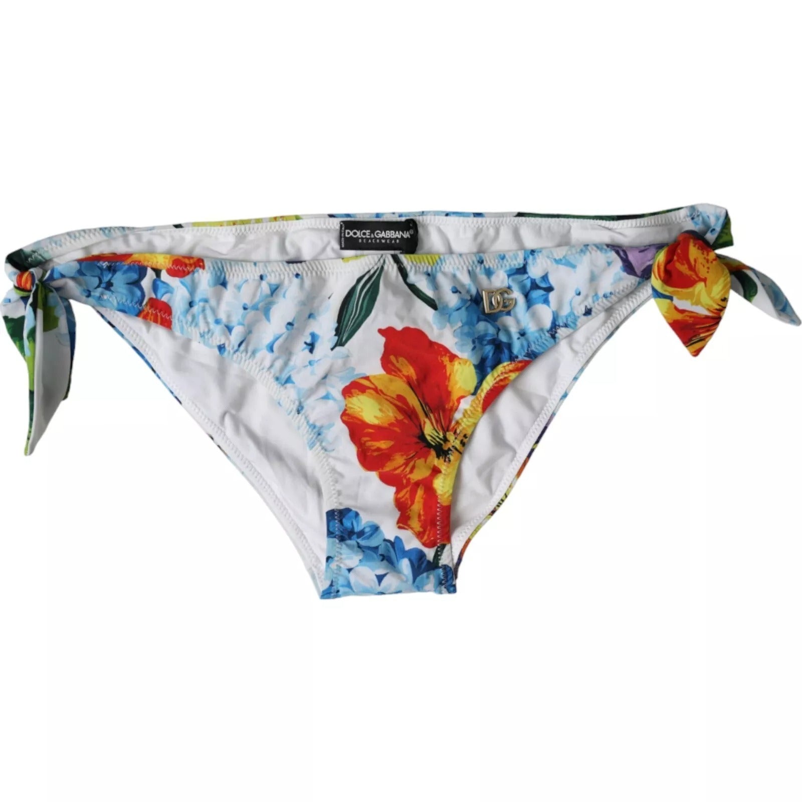 White Floral Print Swimsuit Bikini Bottom Swimwear - ventzia