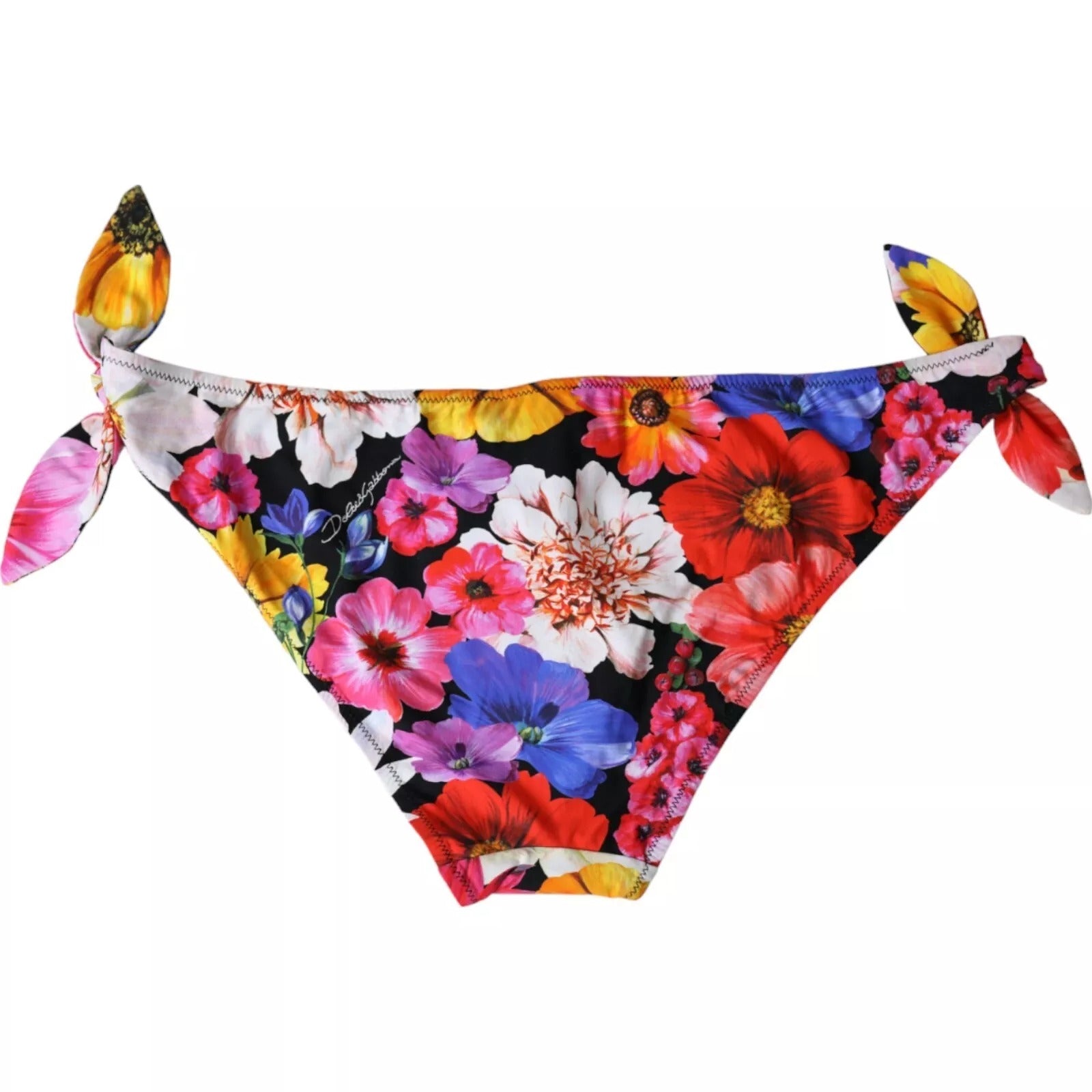 Black Floral Print Swimsuit Bikini Bottom Swimwear - ventzia