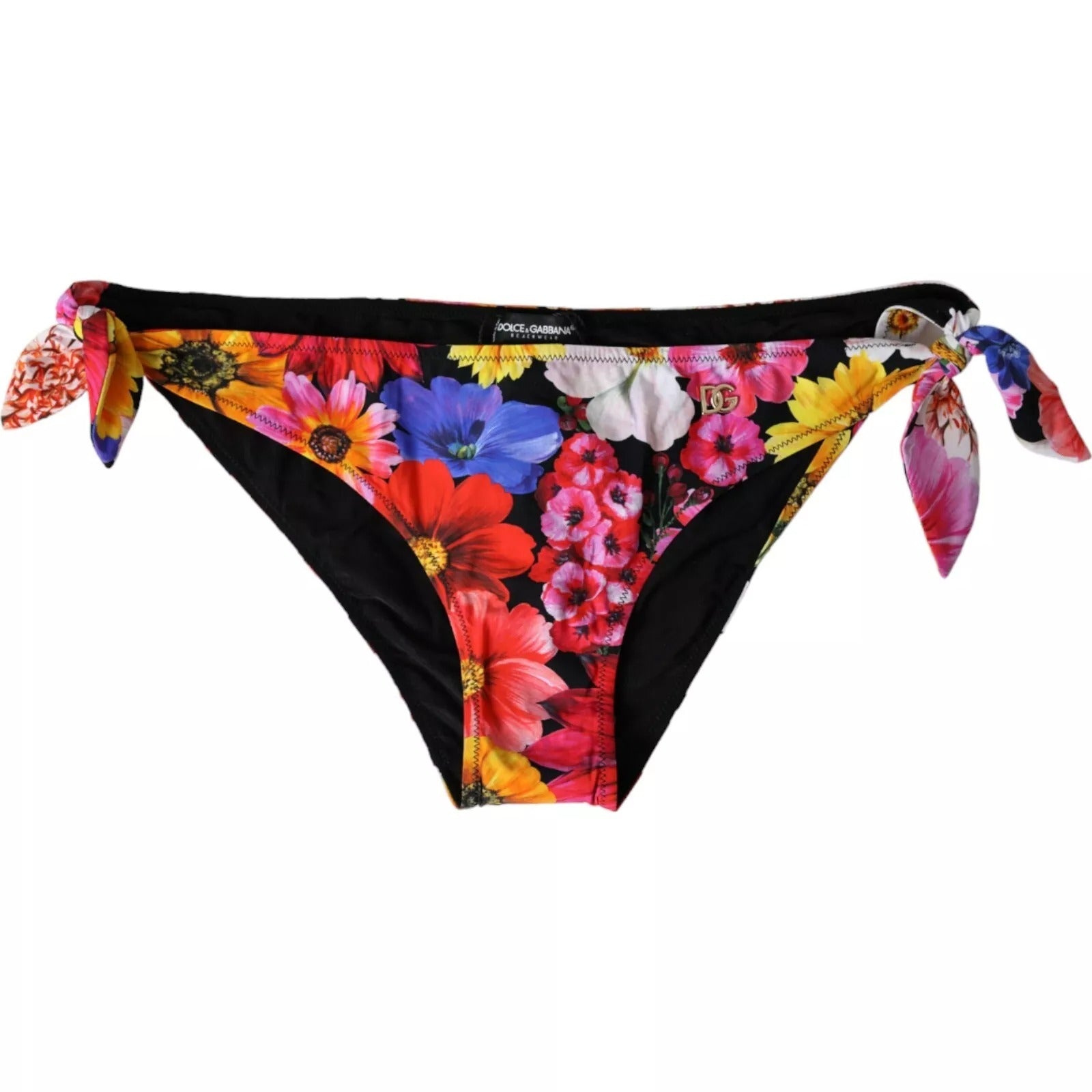 Black Floral Print Swimsuit Bikini Bottom Swimwear - ventzia