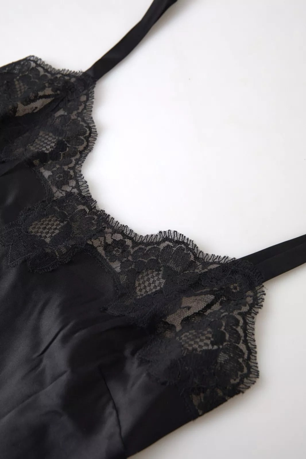 Black Lace Silk Sleepwear Camisole Top Underwear - ventzia
