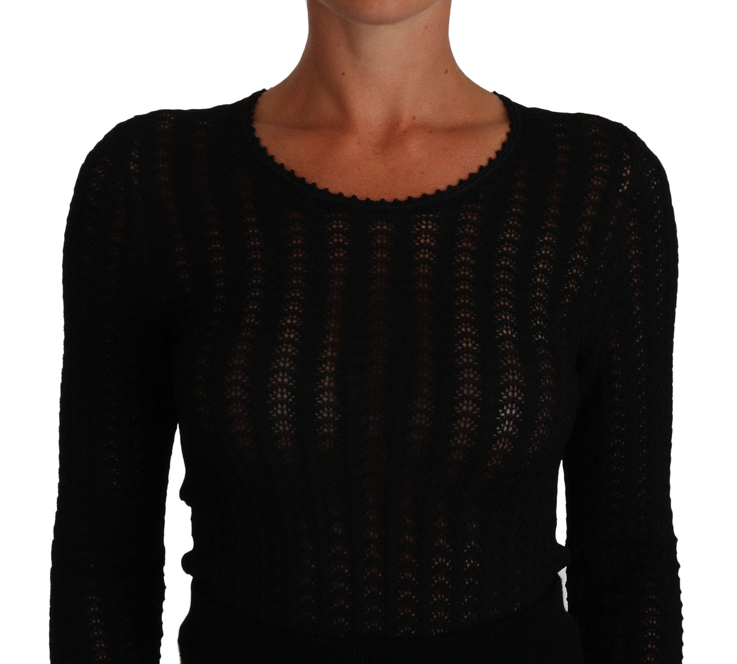 Elegant Black Knitted Sheath Dress - ventzia
