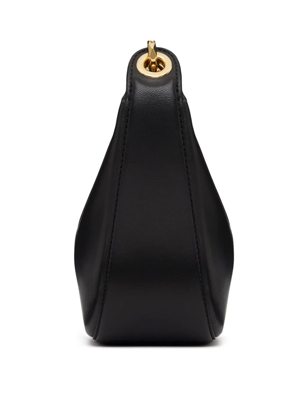 Black Leather Mini Hobo Vlogo Shoulder Bag - ventzia
