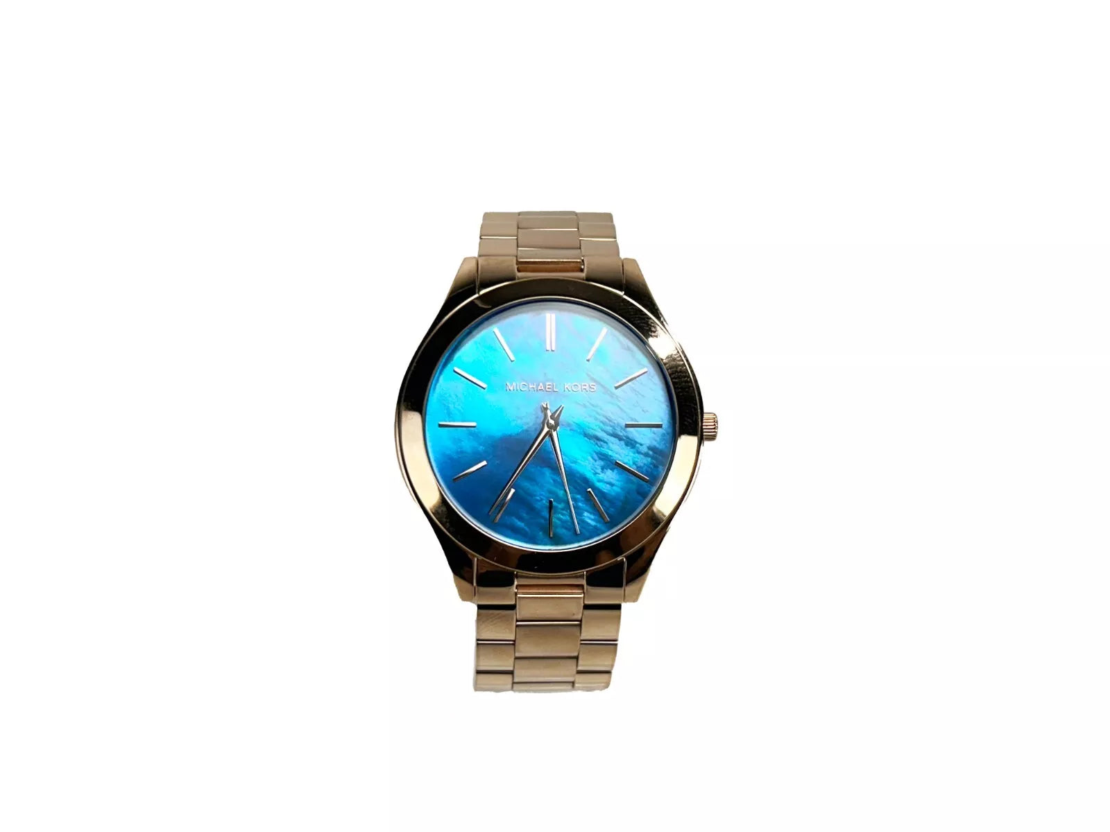 Slim Runway Stainless Steel Watch MK3494 Ocean Blue Gold - ventzia