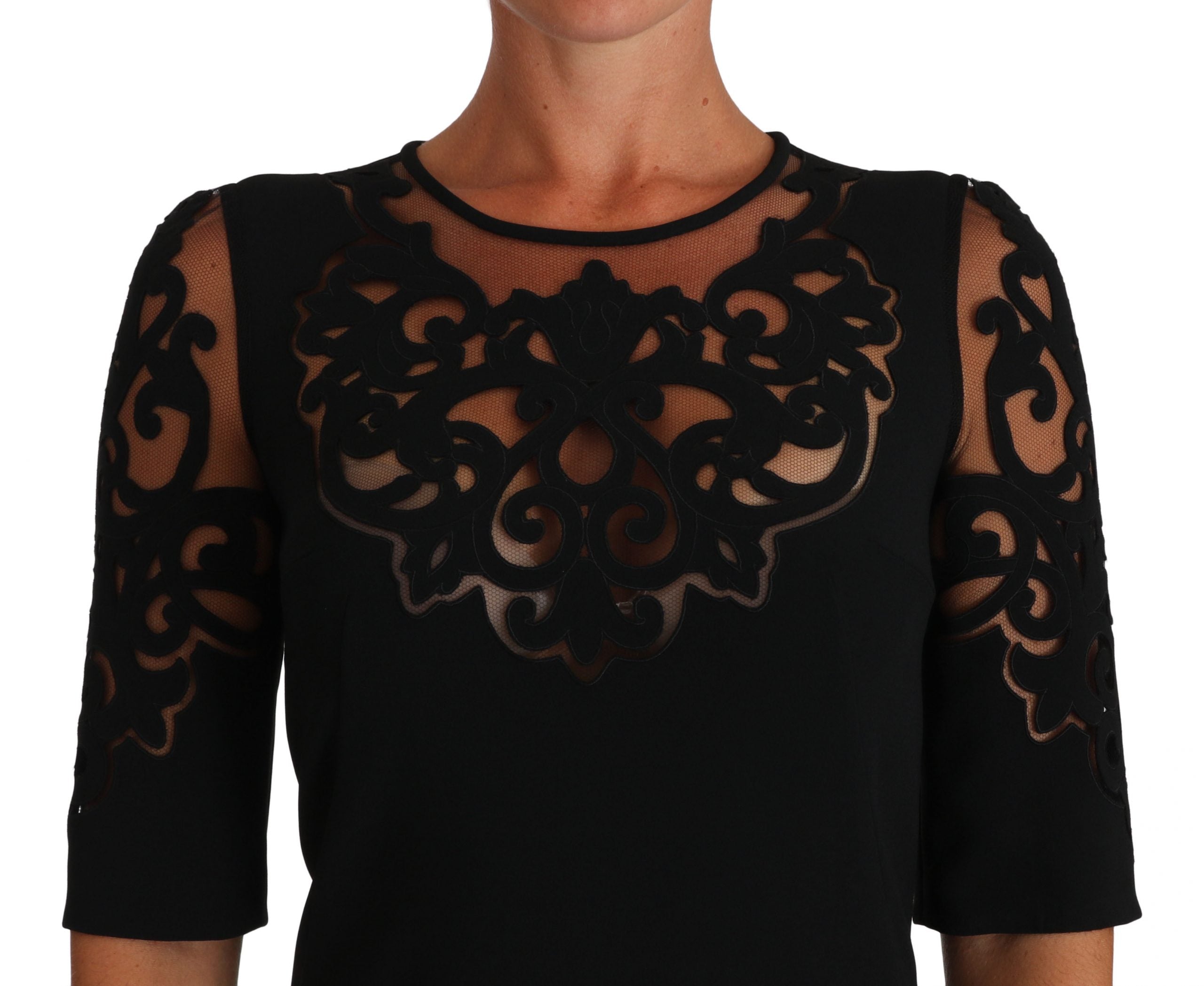 Elegant Black Cut-Out Detail Dress - ventzia