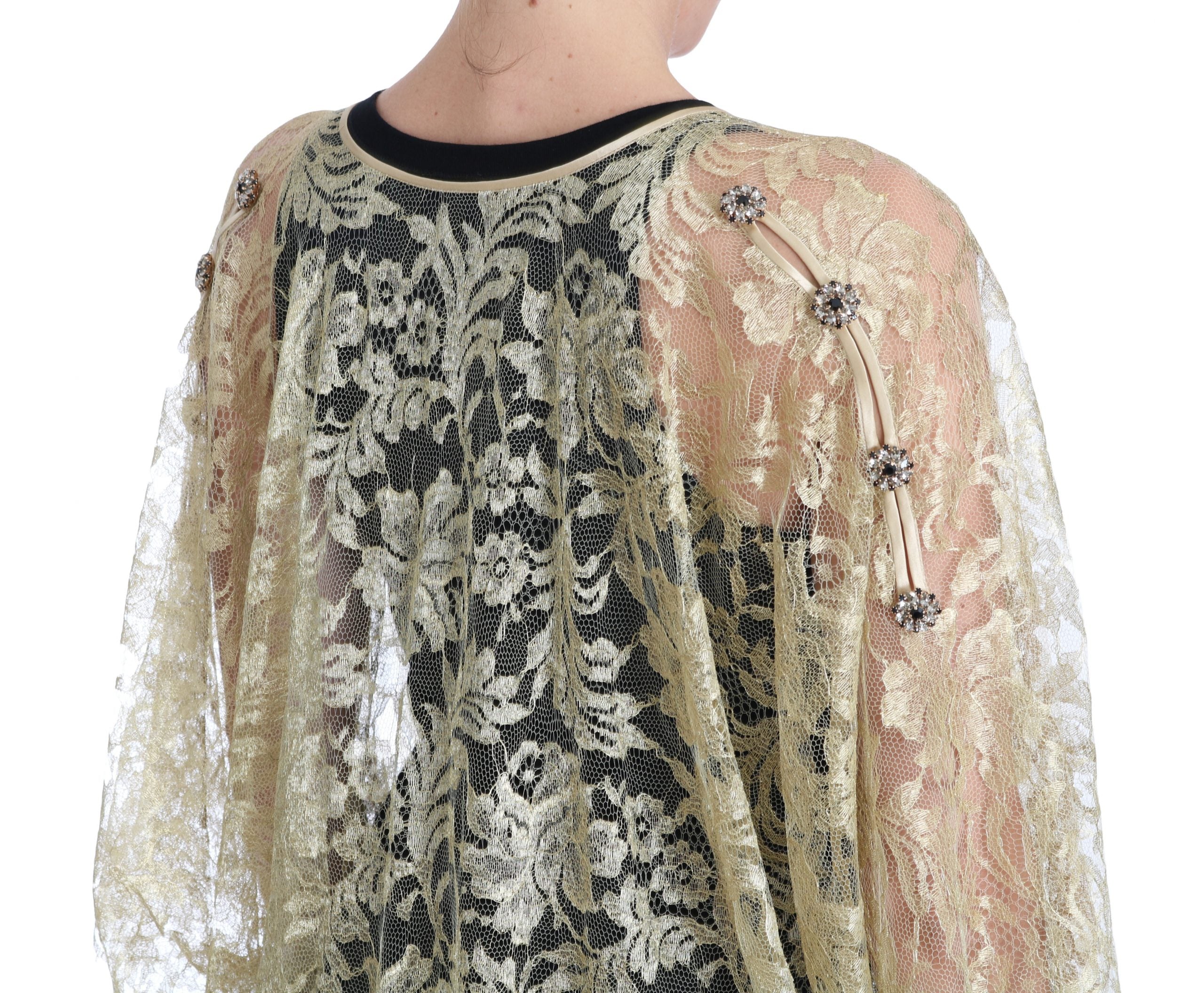 Golden Floral Lace Kaftan Sundress - ventzia