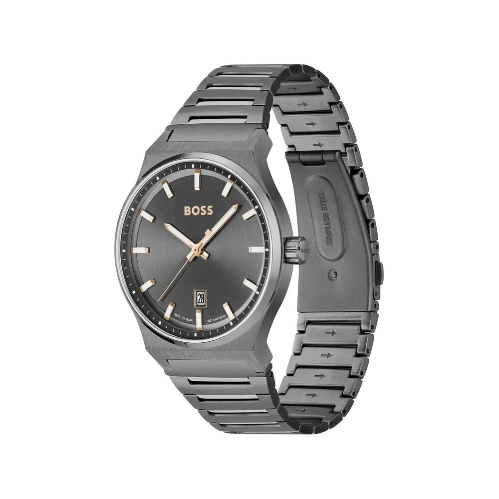 Gray Stainless Steel Dress Watch - ventzia