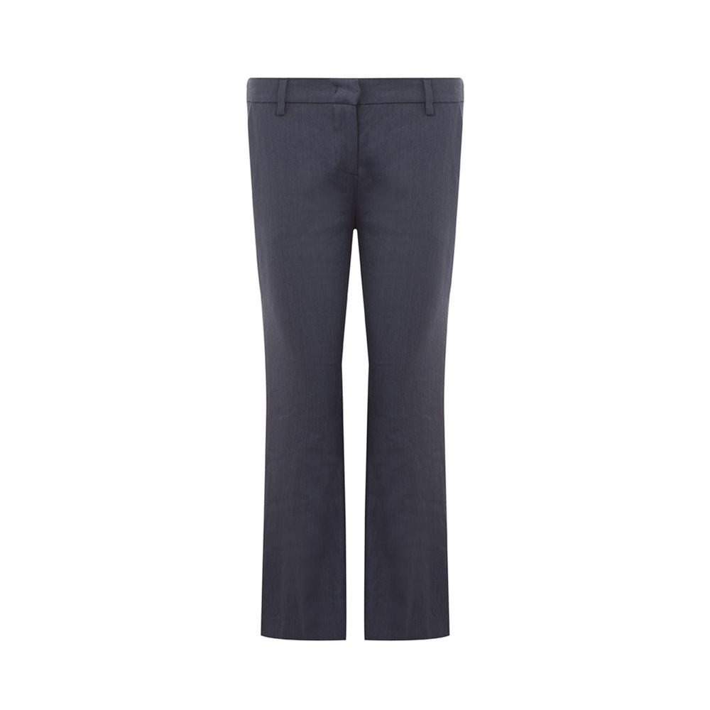 Chic Blue Linen Trousers - ventzia