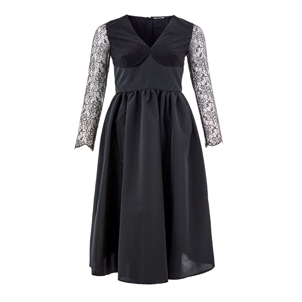 Elegant Black Polyester Dress - ventzia