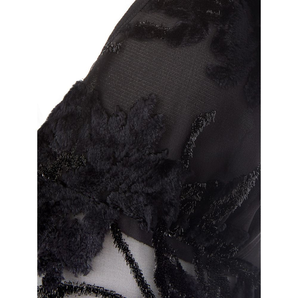 Elegant Black Viscose Dress - ventzia