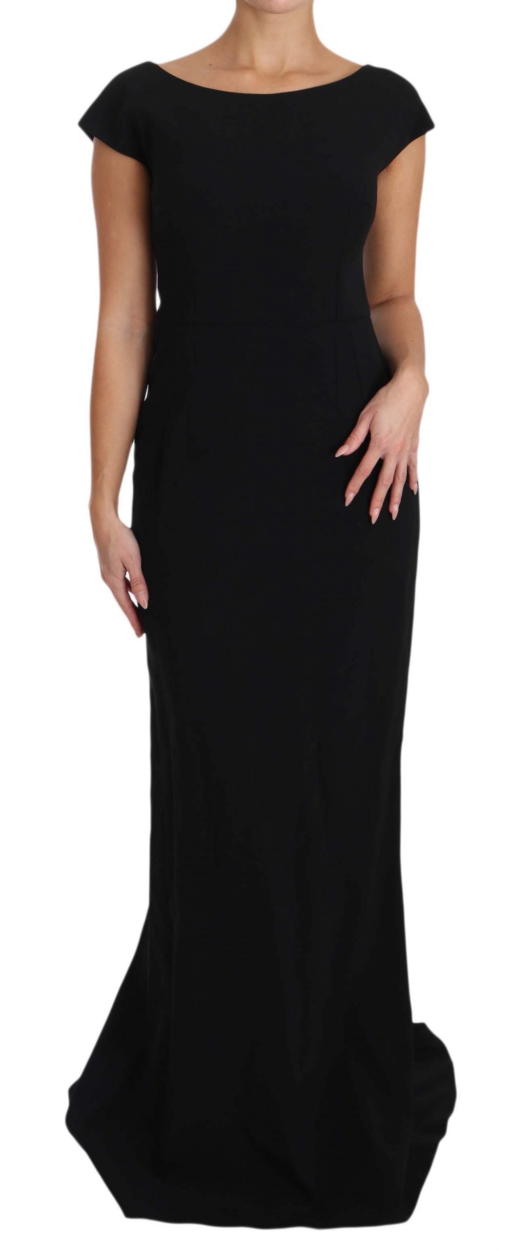 Elegant Black Maxi Sheath Dress - ventzia