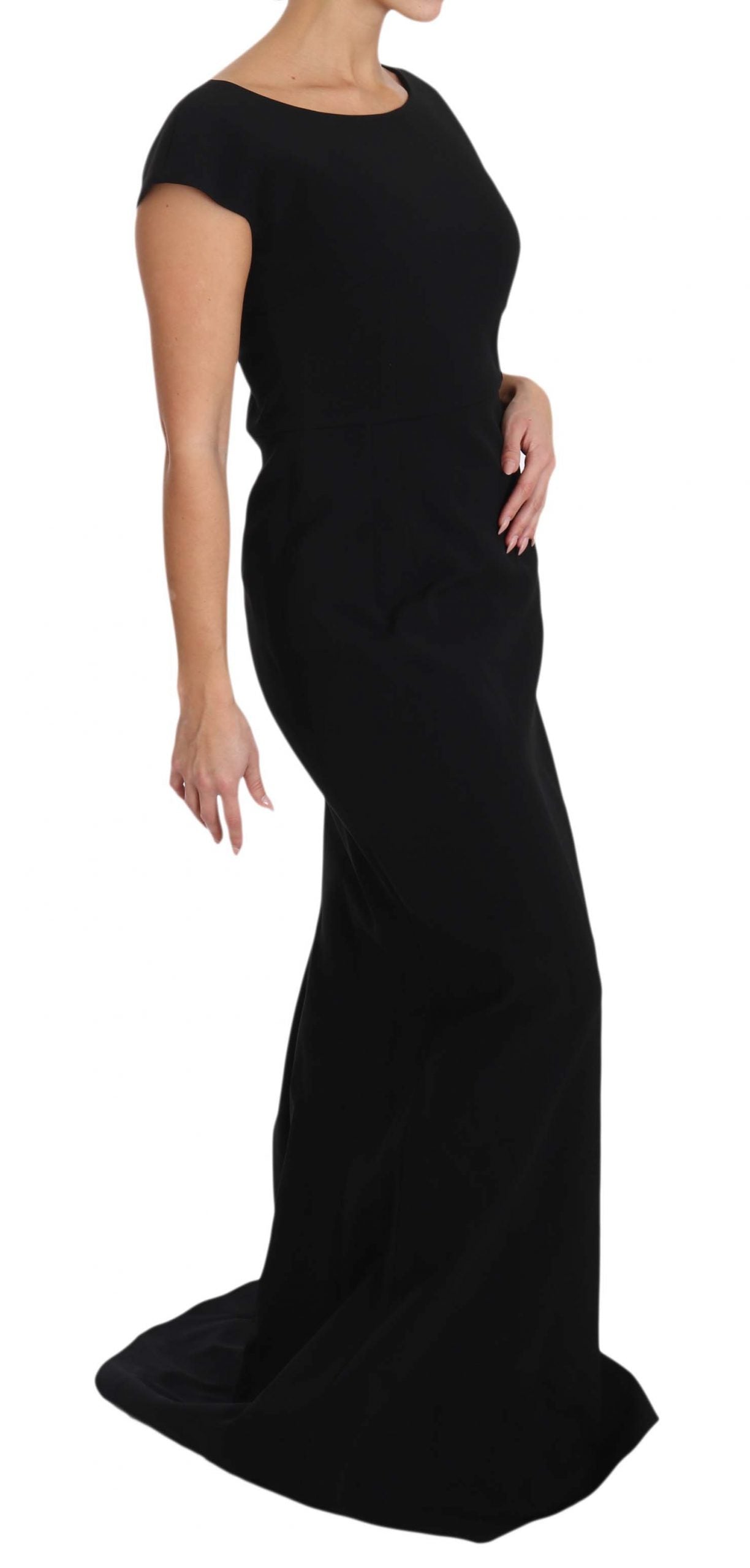 Elegant Black Maxi Sheath Dress - ventzia