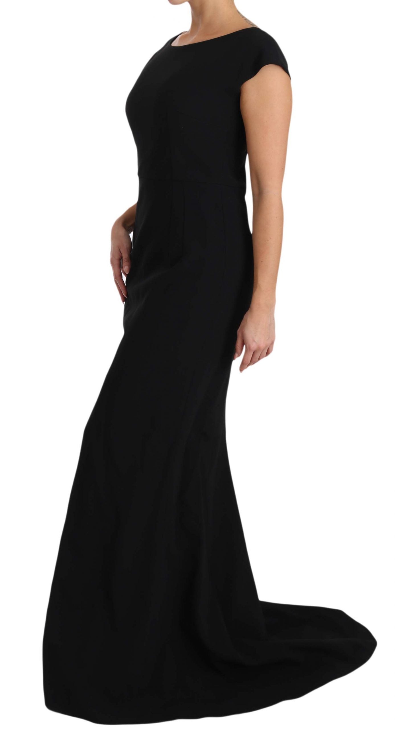 Elegant Black Maxi Sheath Dress - ventzia