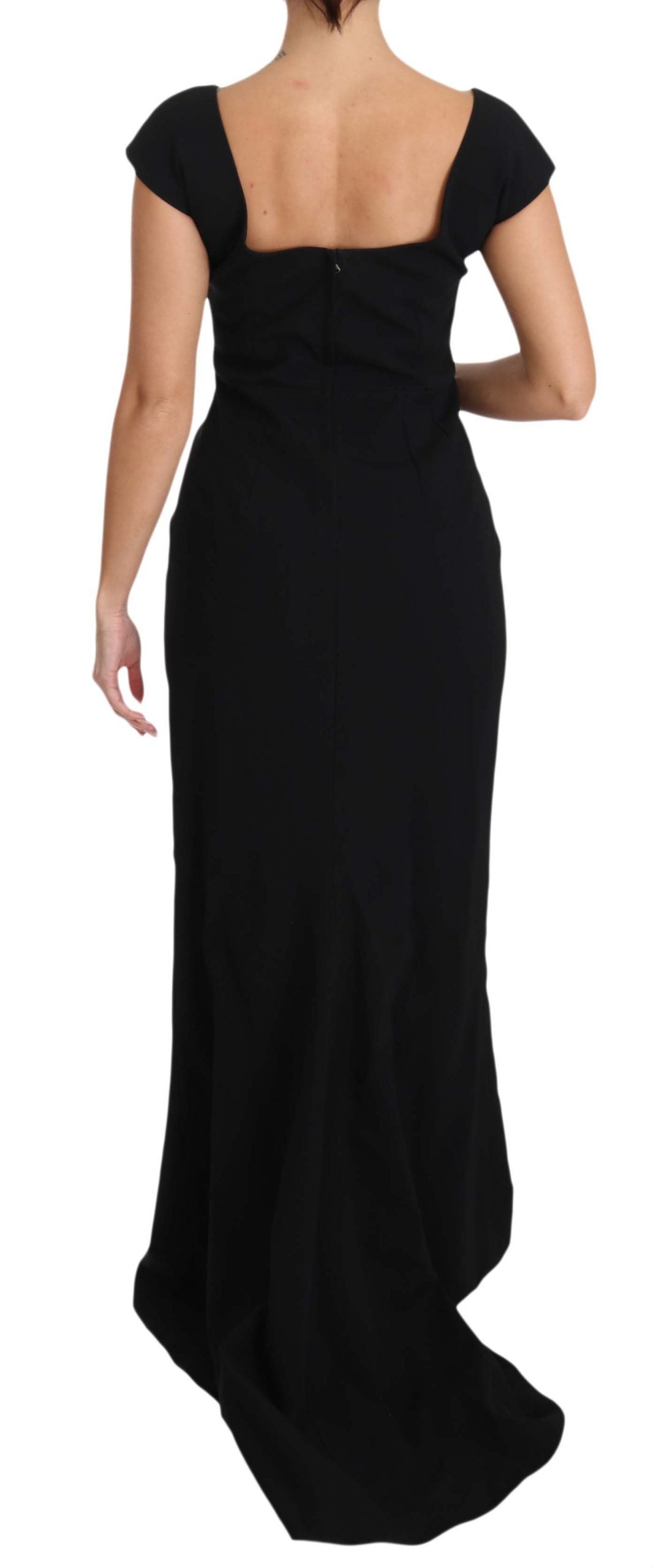 Elegant Black Maxi Sheath Dress - ventzia