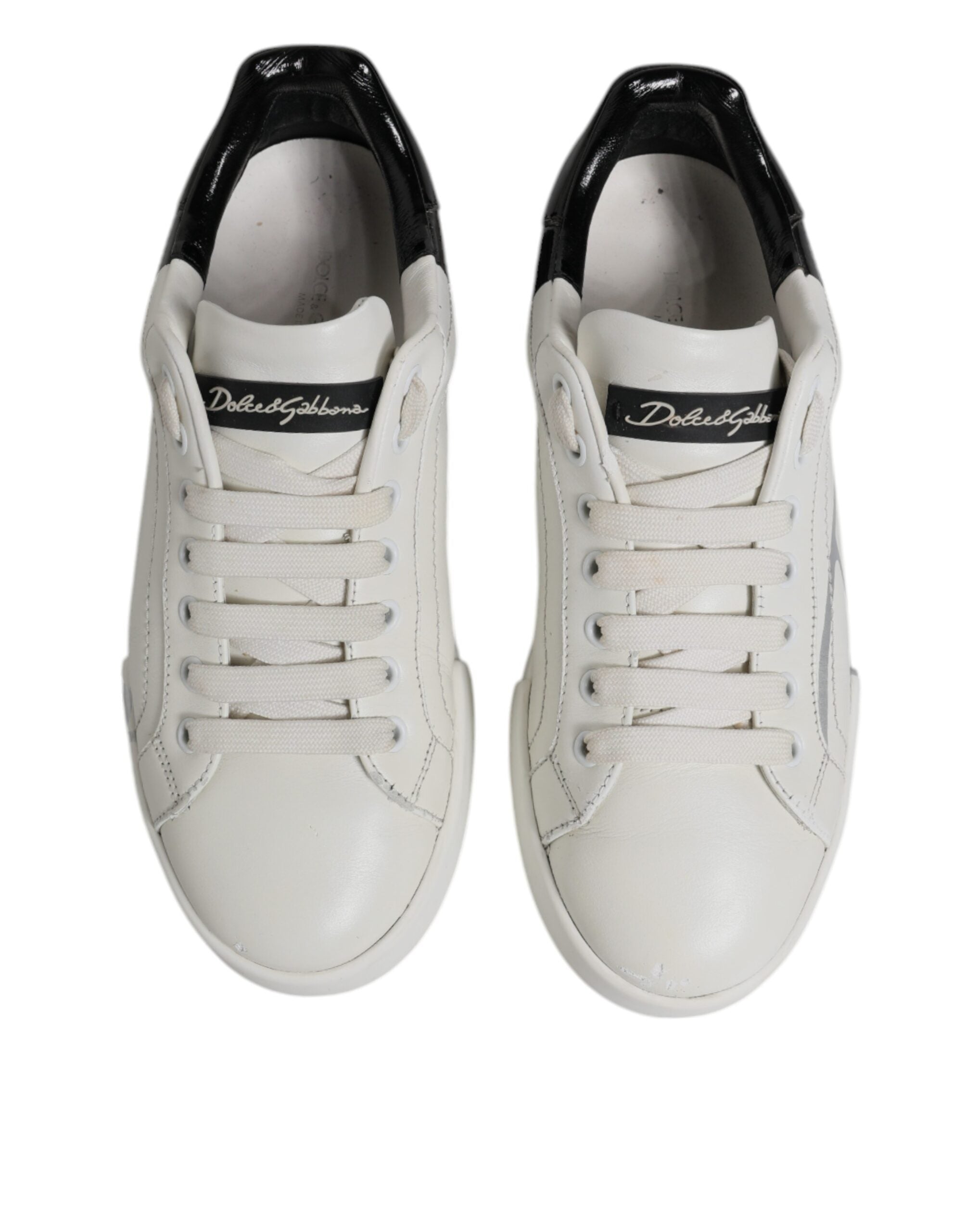 White Black Logo Portofino Men Sneaker Shoes - ventzia