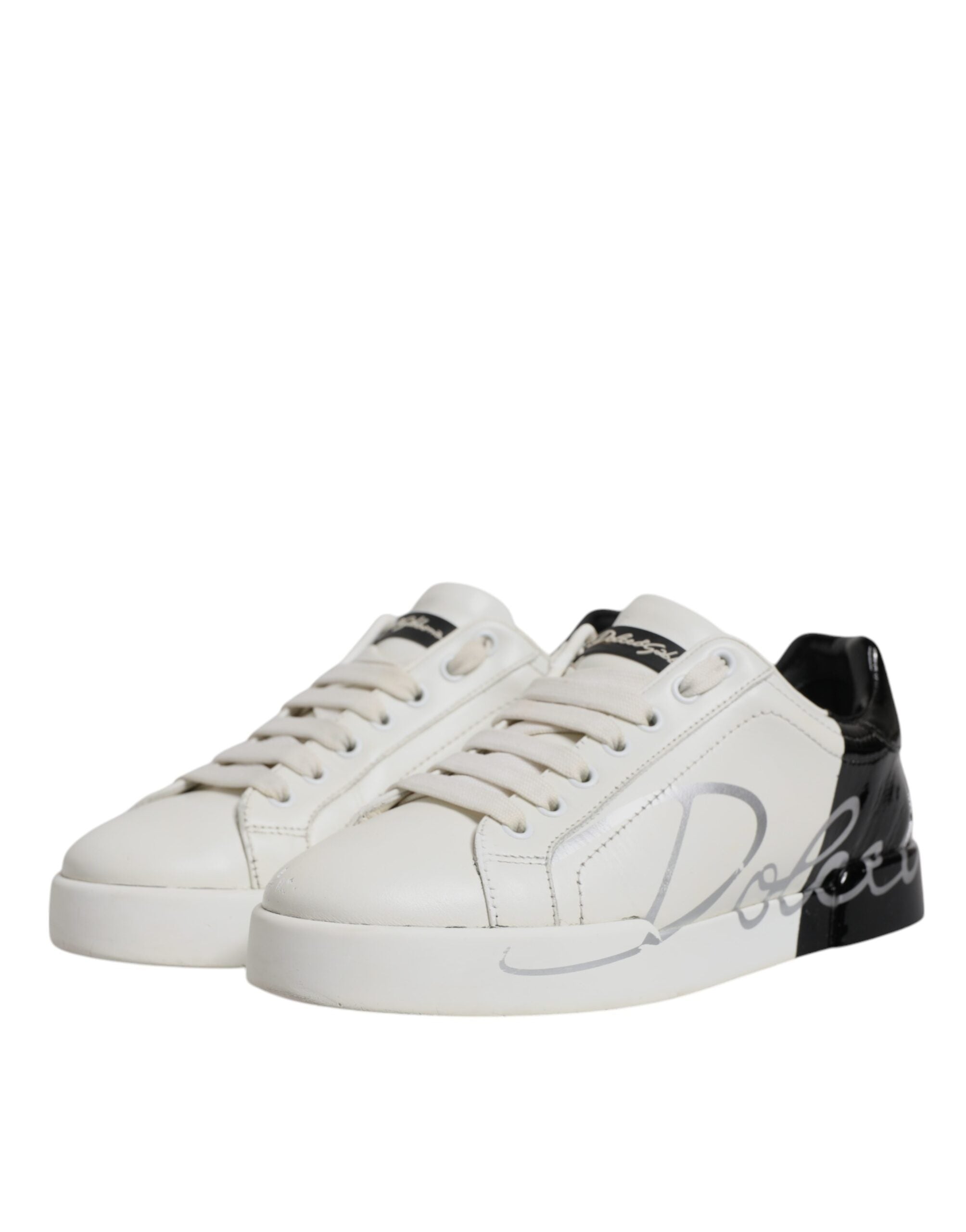 White Black Logo Portofino Men Sneaker Shoes - ventzia