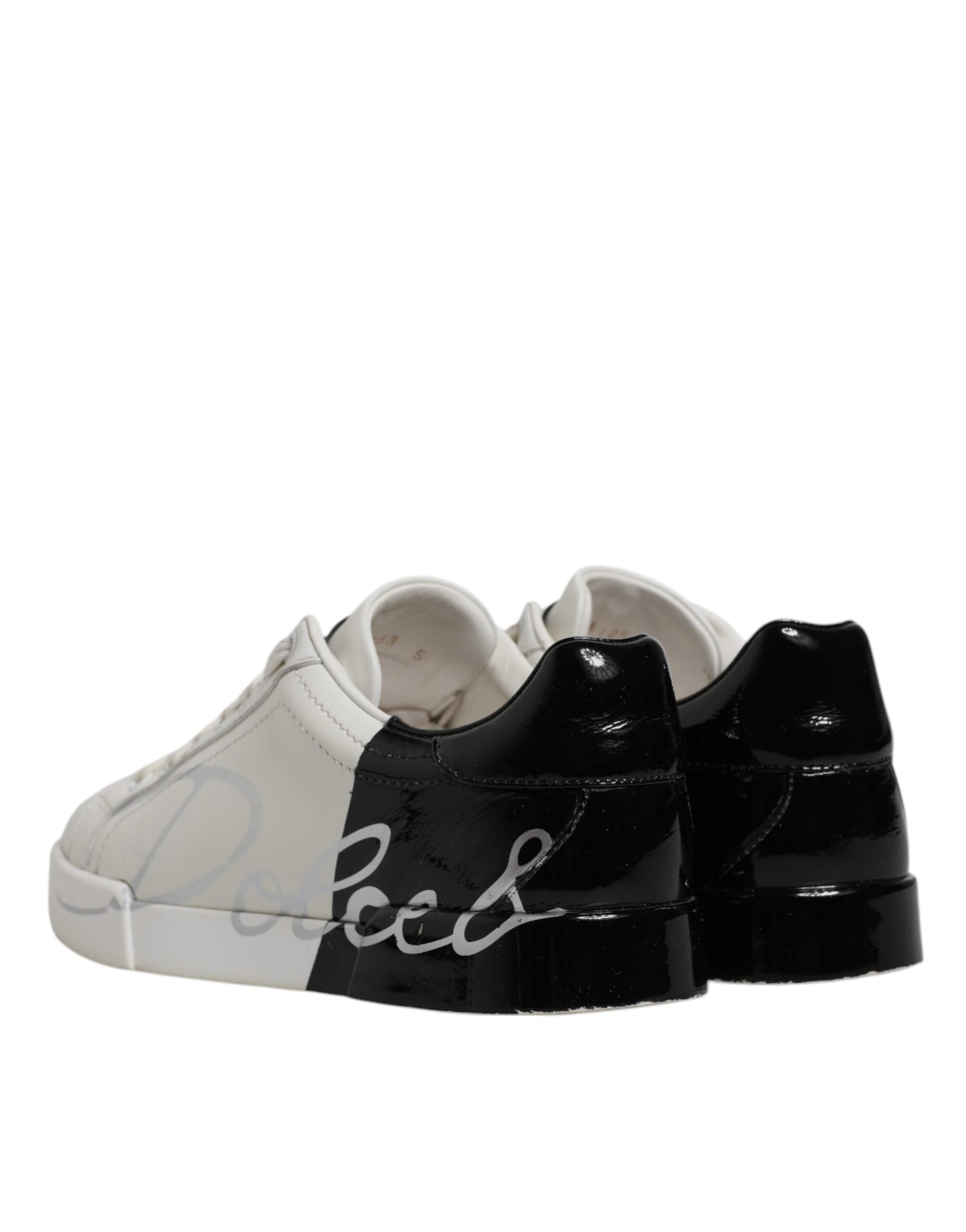 White Black Logo Portofino Men Sneaker Shoes - ventzia