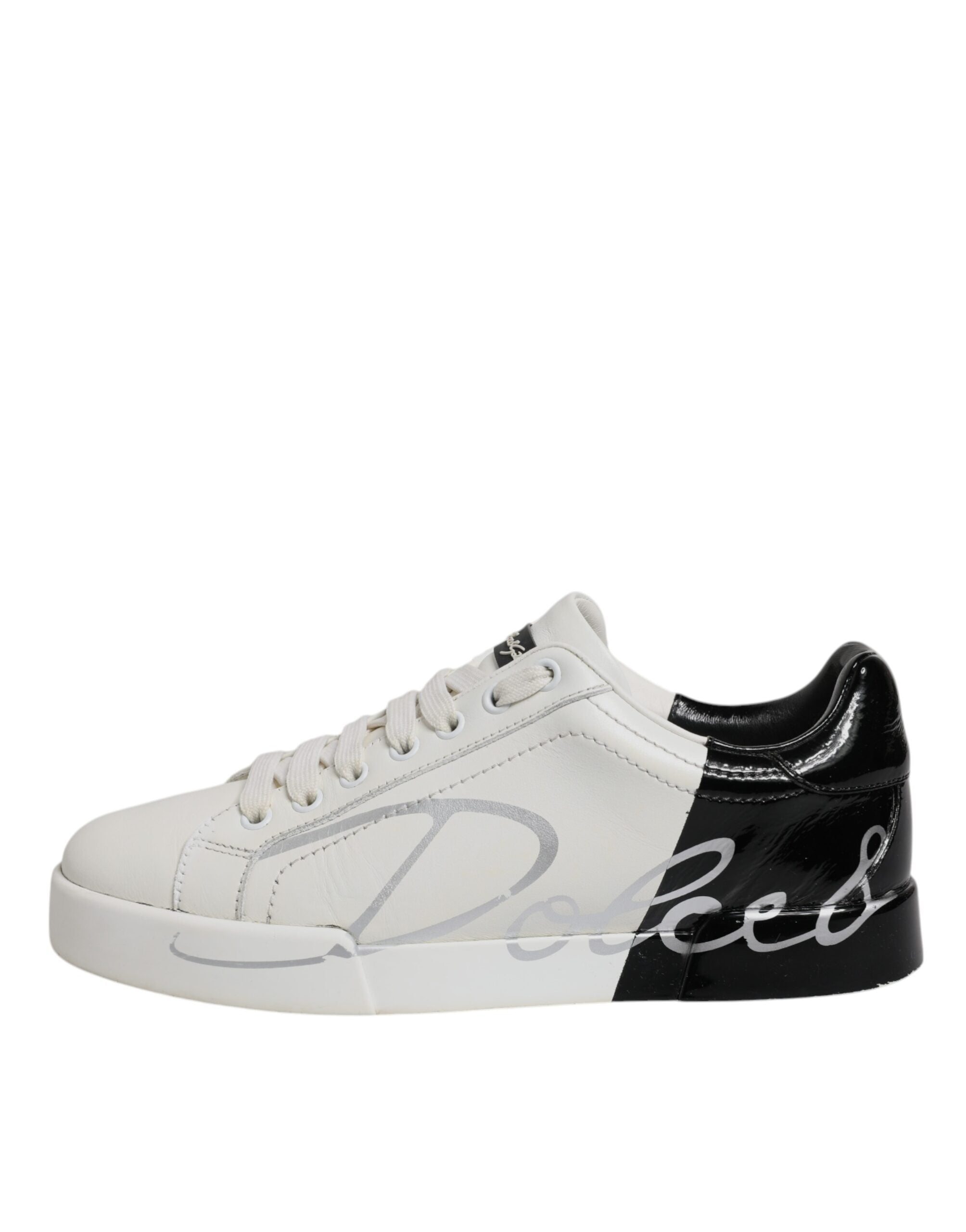 White Black Logo Portofino Men Sneaker Shoes - ventzia