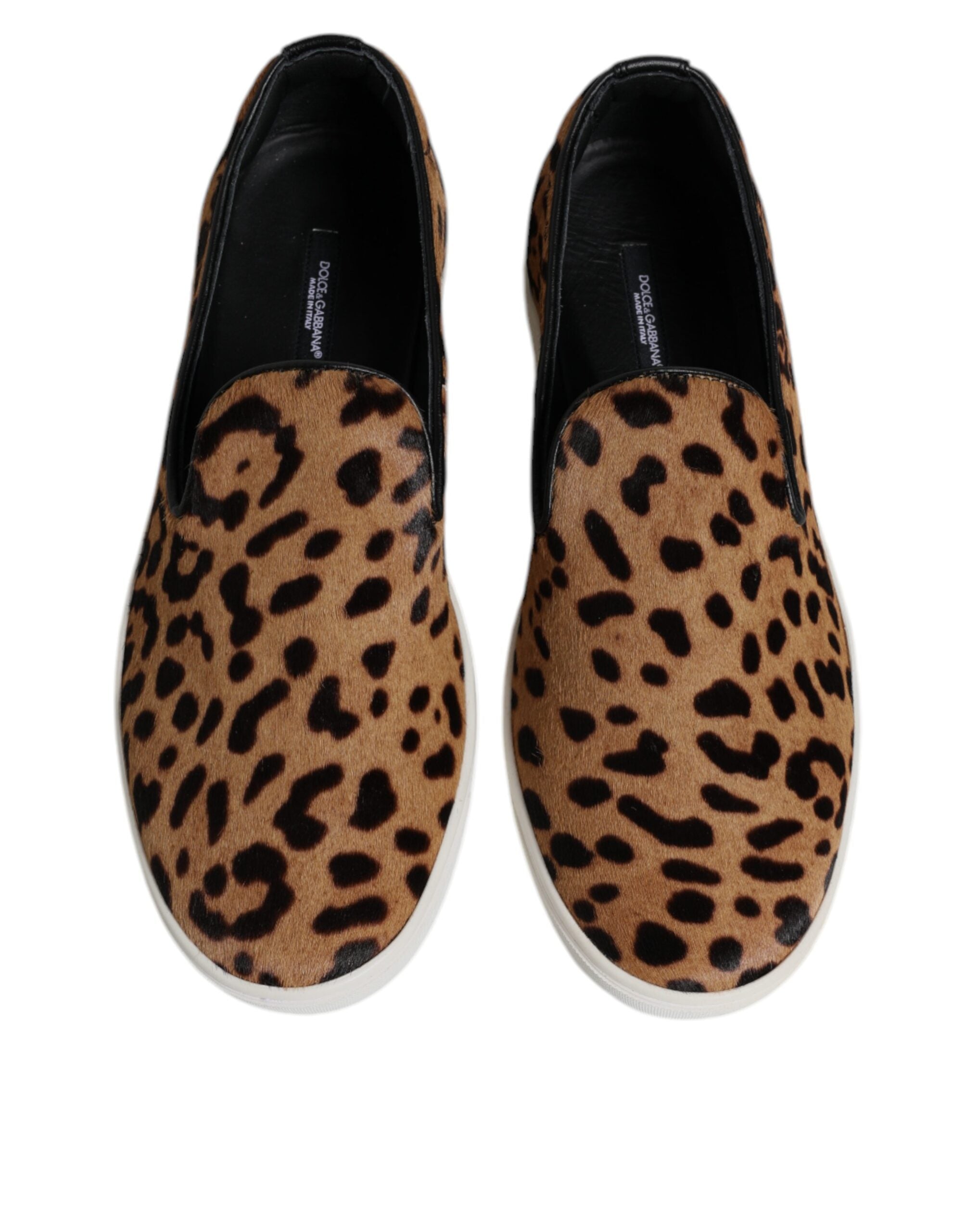 Brown Calfskin Fur Leopard Sneakers Shoes - ventzia