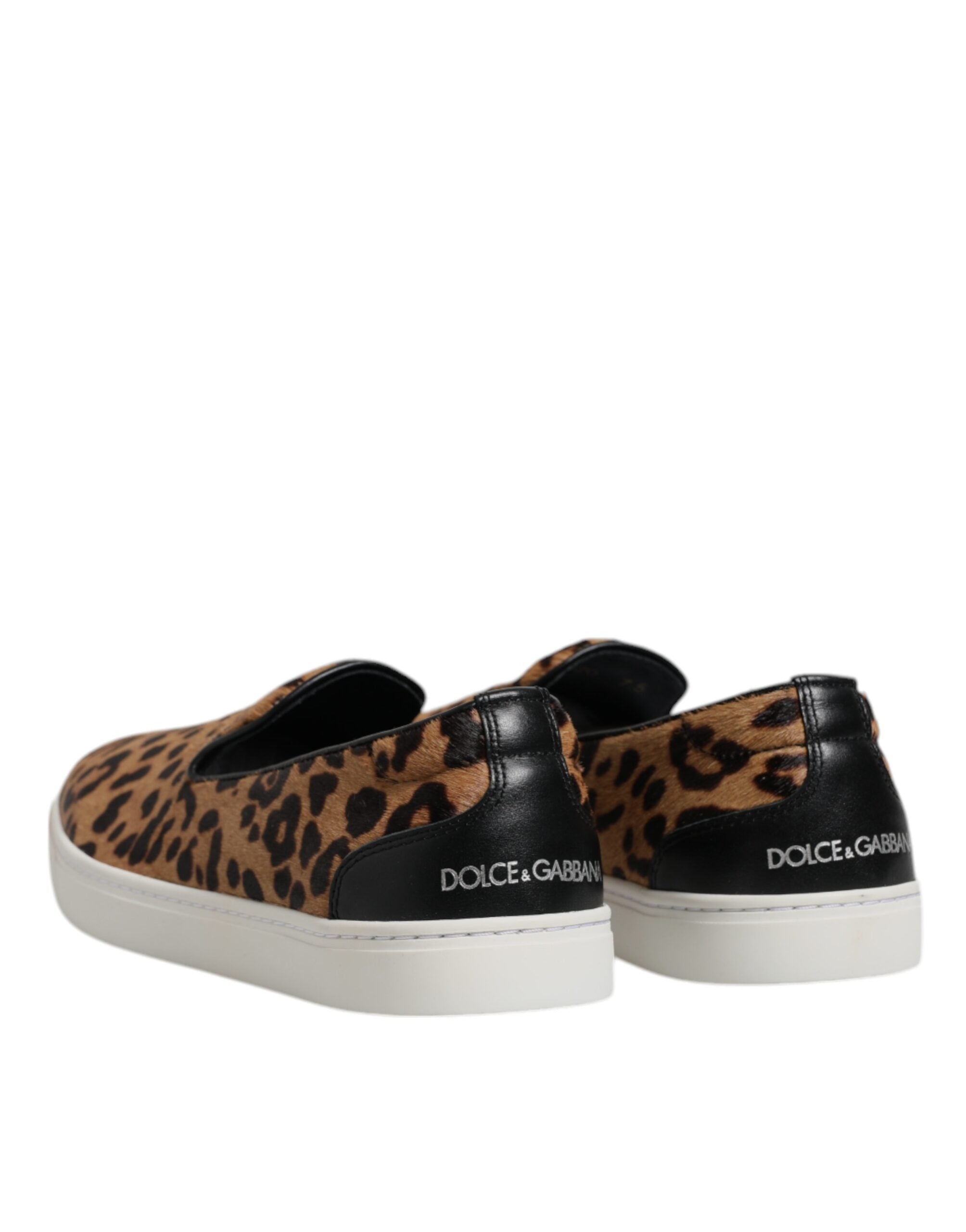 Brown Calfskin Fur Leopard Sneakers Shoes - ventzia