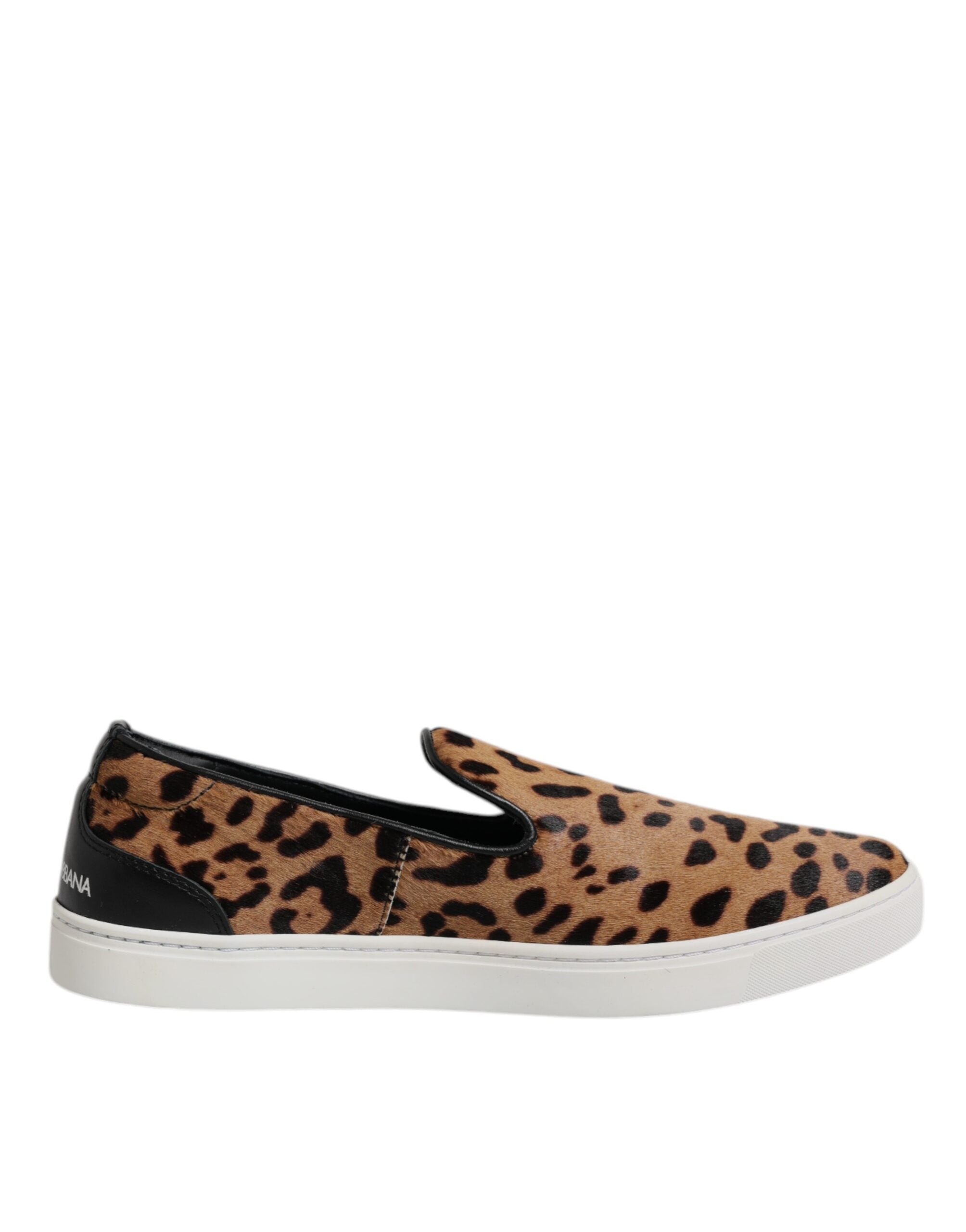Brown Calfskin Fur Leopard Sneakers Shoes - ventzia
