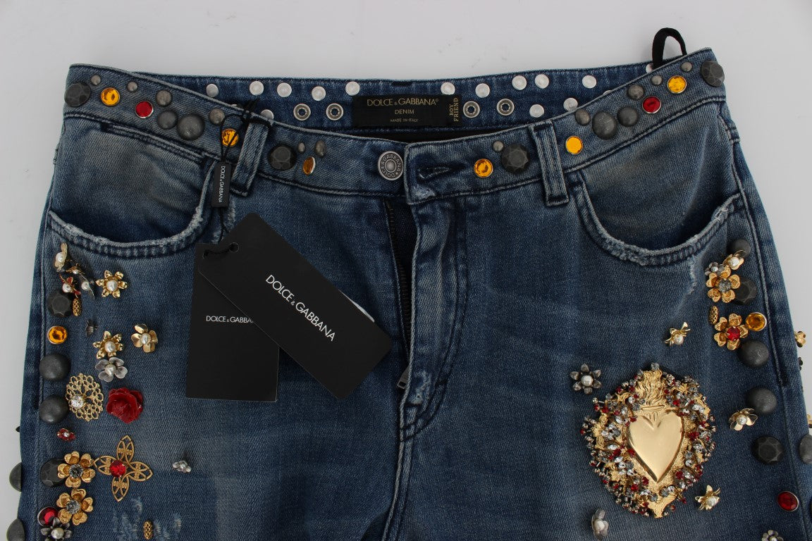 Enchanted Sicily Embellished Boyfriend Jeans - ventzia