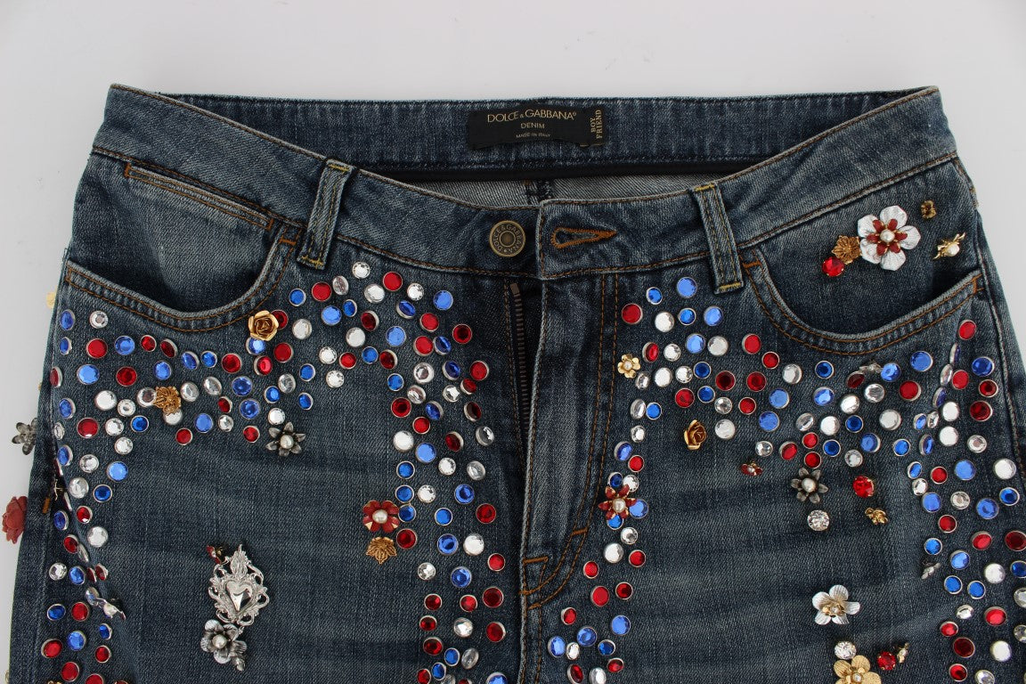Enchanted Sicily Crystal Heart Boyfriend Jeans - ventzia