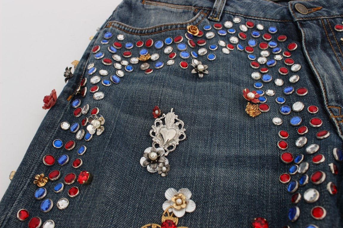 Enchanted Sicily Crystal Heart Boyfriend Jeans - ventzia