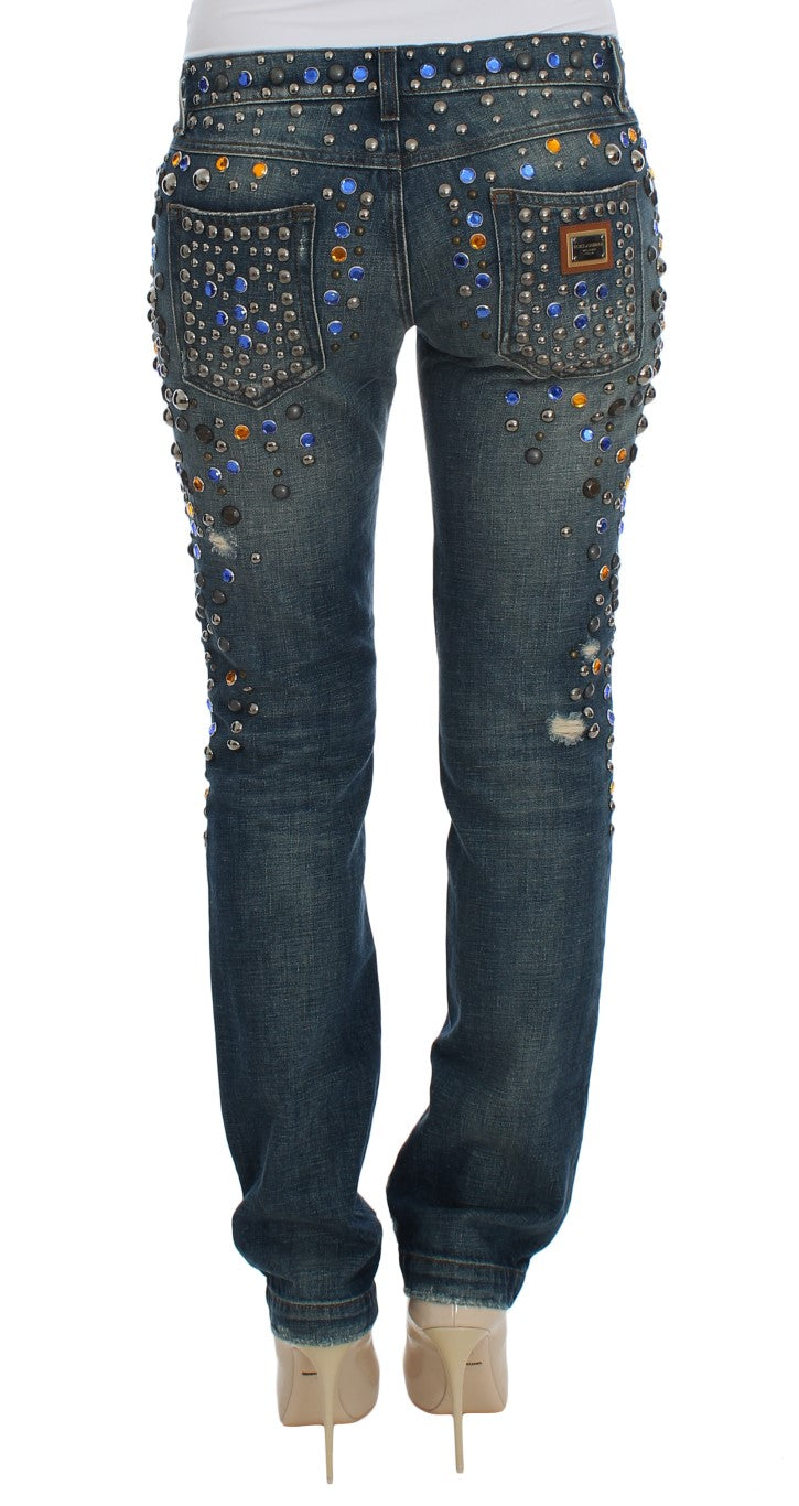 Enchanted Sicily Crystal Embellished Jeans - ventzia