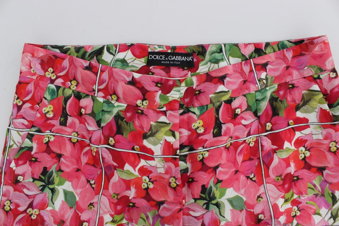 Multicolor Floral Silk Capri Pants - ventzia
