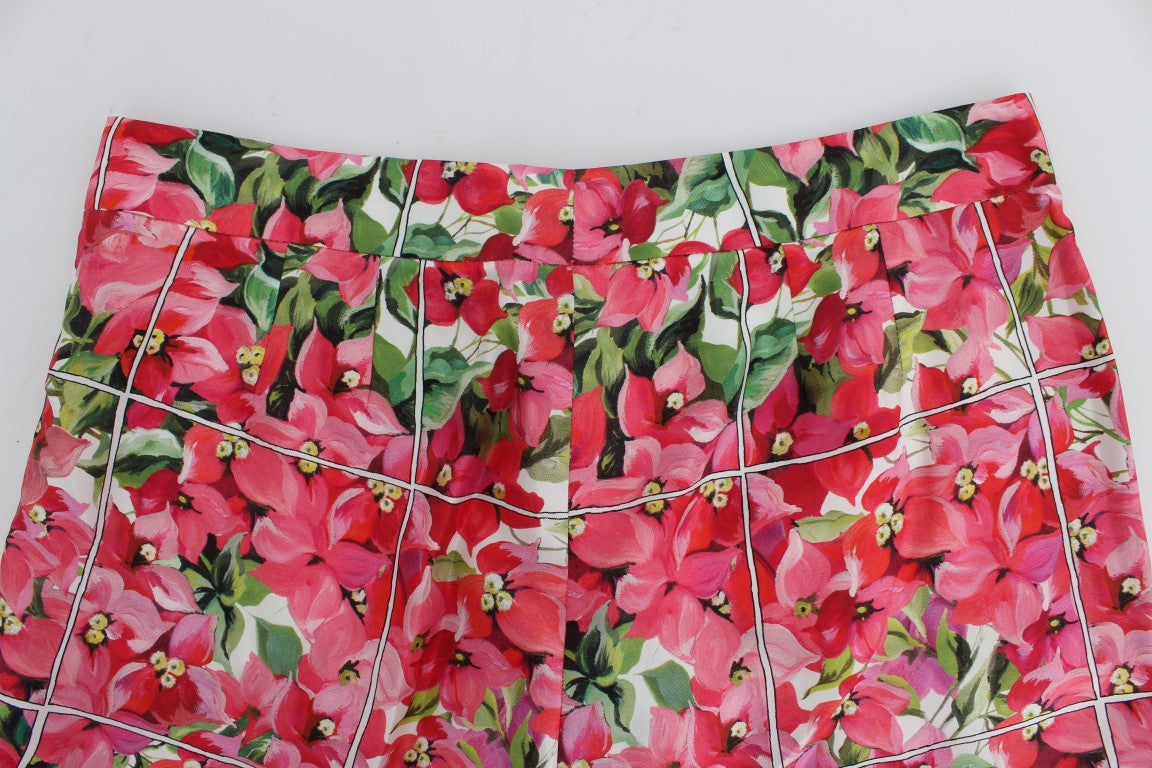 Multicolor Floral Silk Capri Pants - ventzia