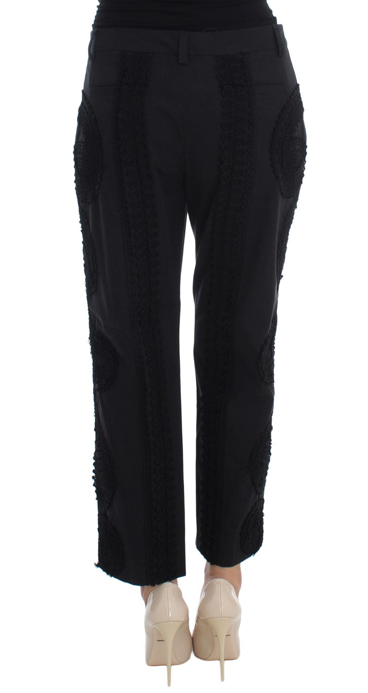 Elegant Black Torero Capri Pants - ventzia