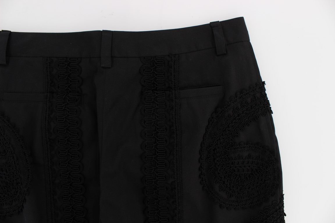 Elegant Black Torero Capri Pants - ventzia