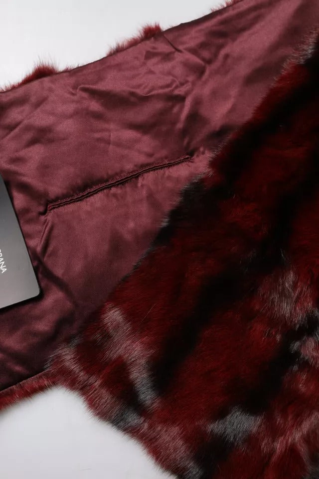Black Red Stripe Fur Shawl Neck Wrap Scarf - ventzia