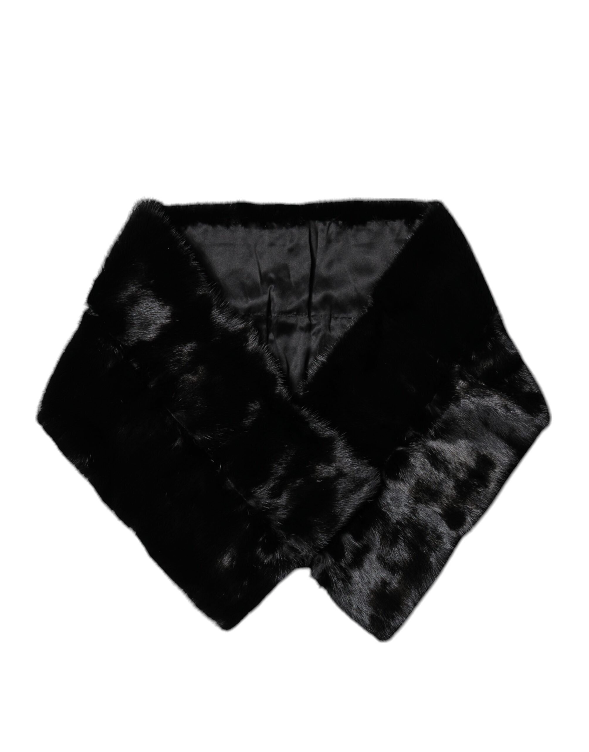 Black Fur Shawl Neck Wrap Cover Collar Scarf - ventzia