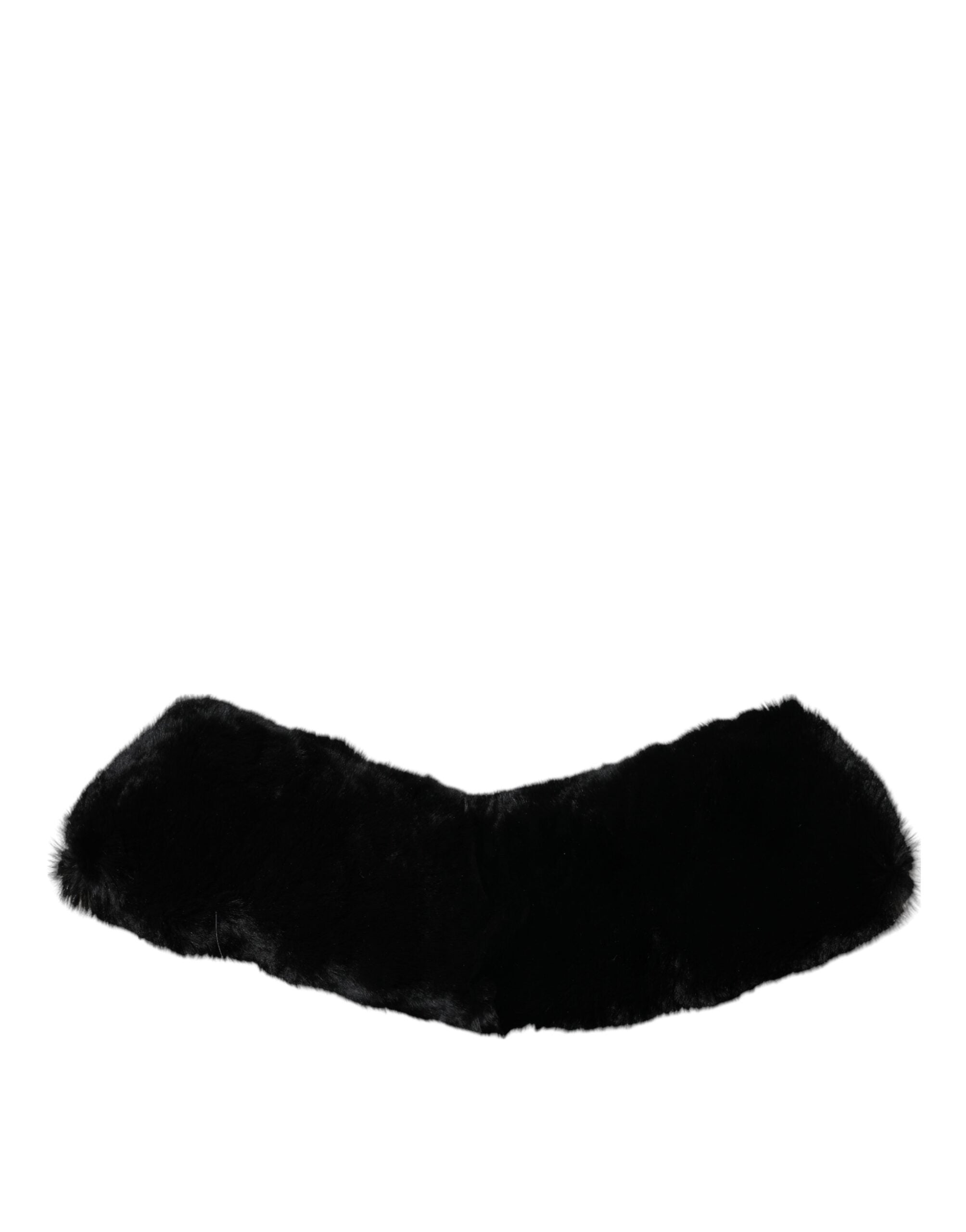 Black Lamb Fur Collar Women Neck Wrap Scarf - ventzia