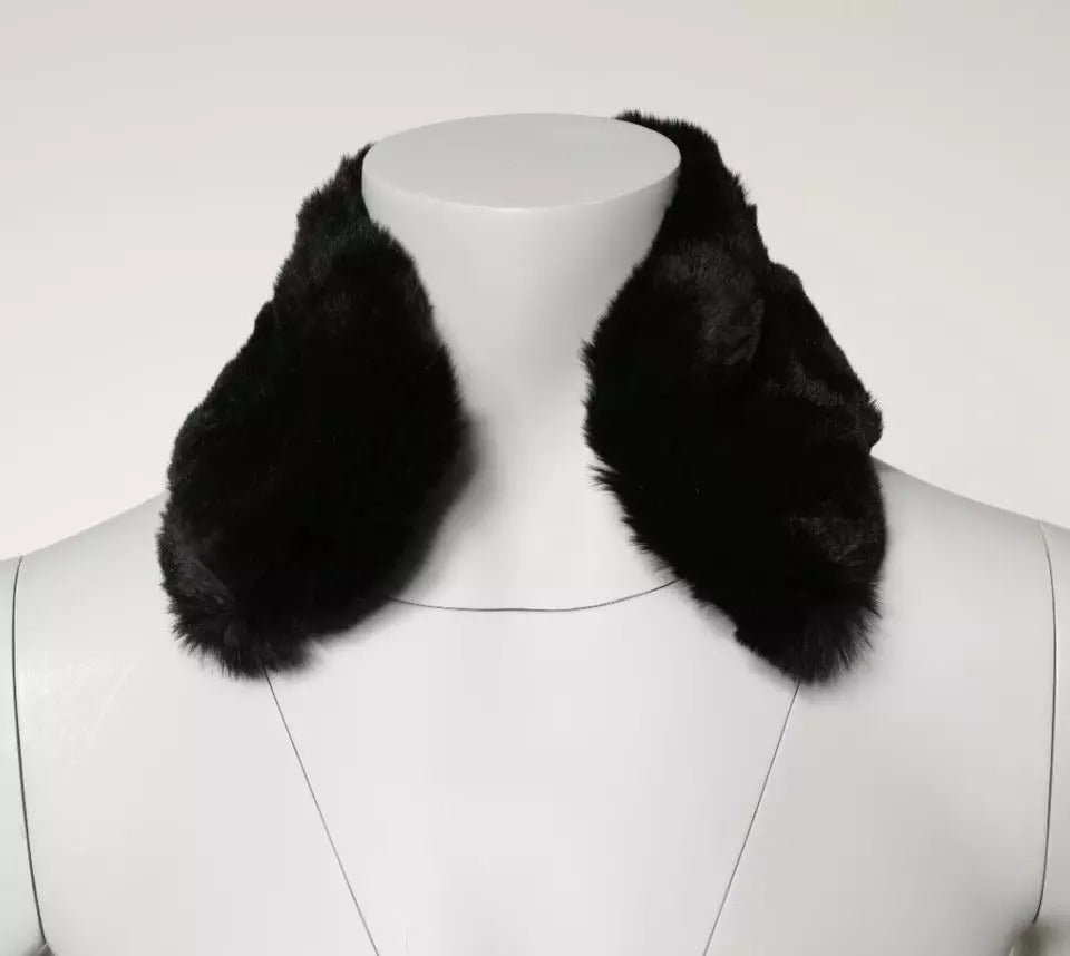 Black Lamb Fur Collar Women Neck Wrap Scarf - ventzia