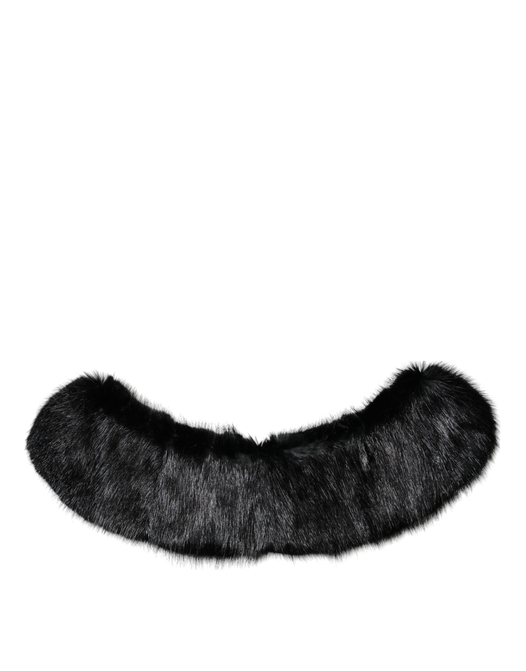 Black Fur Shawl Neck Wrap Cover Collar Scarf - ventzia