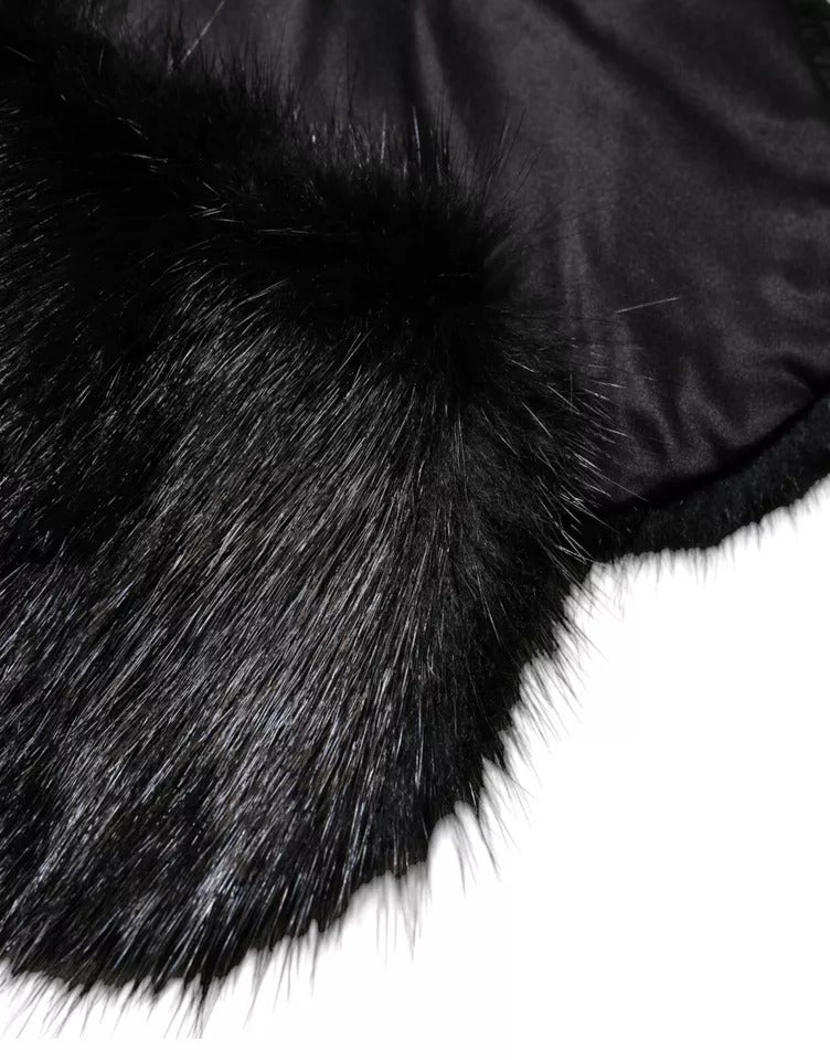 Black Fur Shawl Neck Wrap Cover Collar Scarf - ventzia