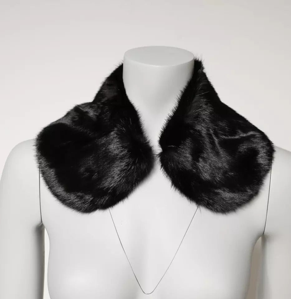 Black Fur Shawl Neck Wrap Cover Collar Scarf - ventzia
