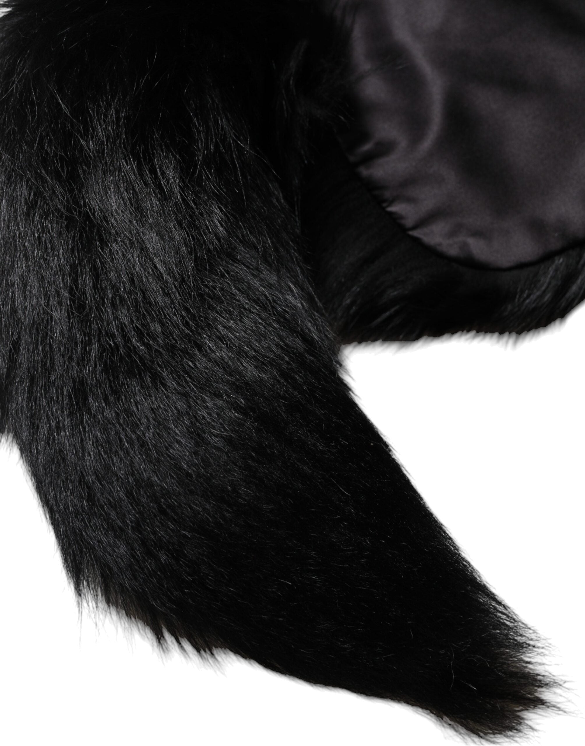 Black Fox Fur Neck Wrap Warmer Winter Scarf - ventzia