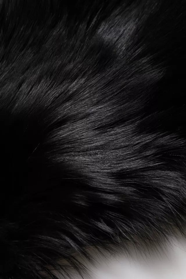 Black Fox Fur Neck Wrap Warmer Winter Scarf - ventzia