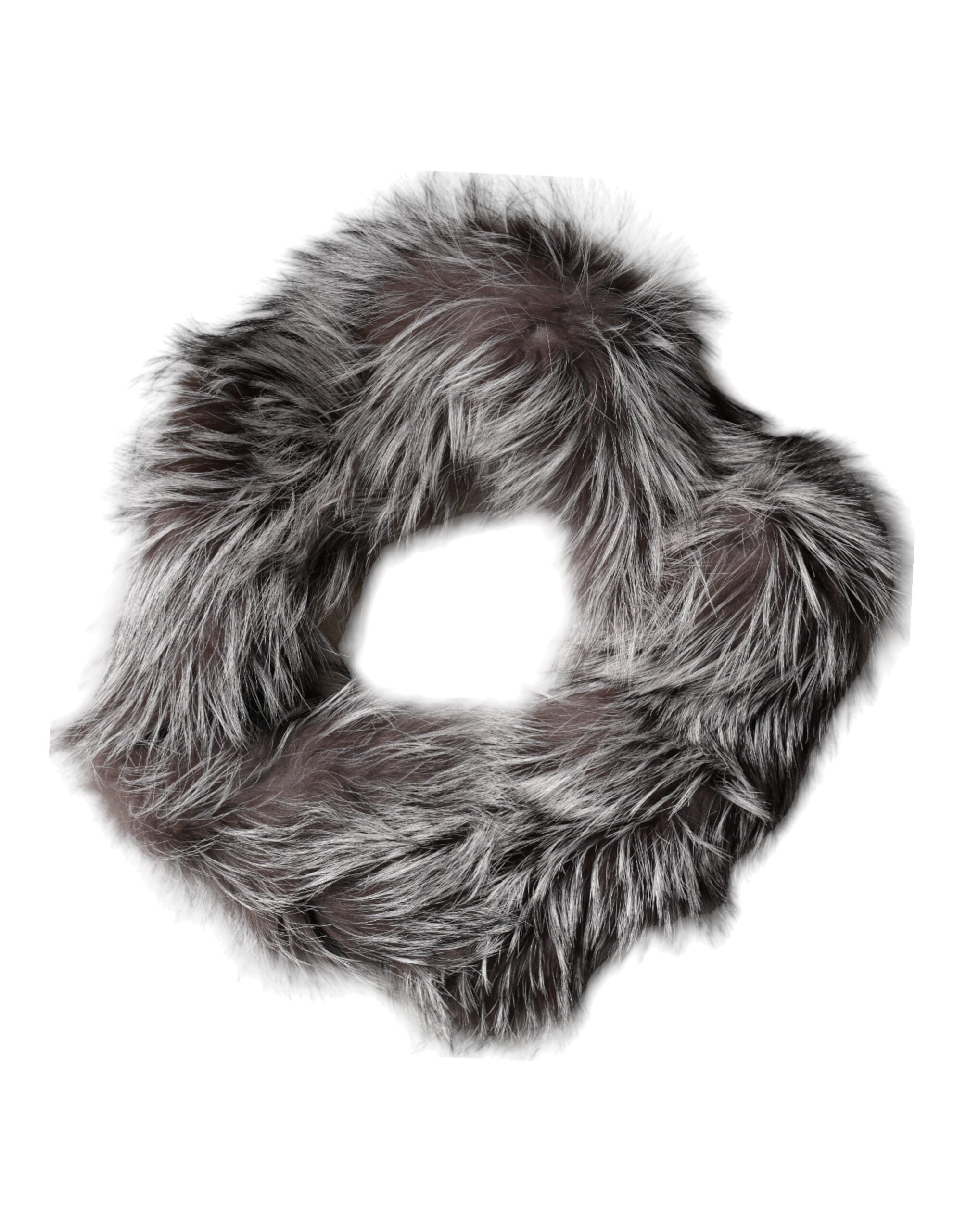 Gray Fox Fur Neck Wrap Warmer Winter Scarf - ventzia