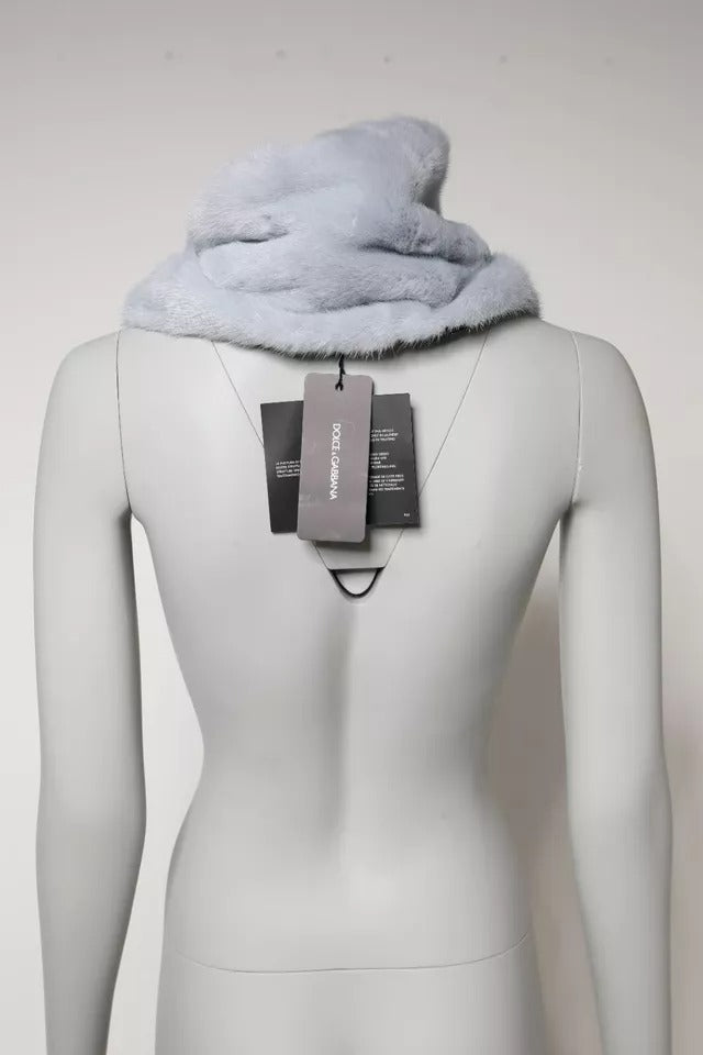 Powder Blue Mink Fur Neck Warmer Scarf - ventzia