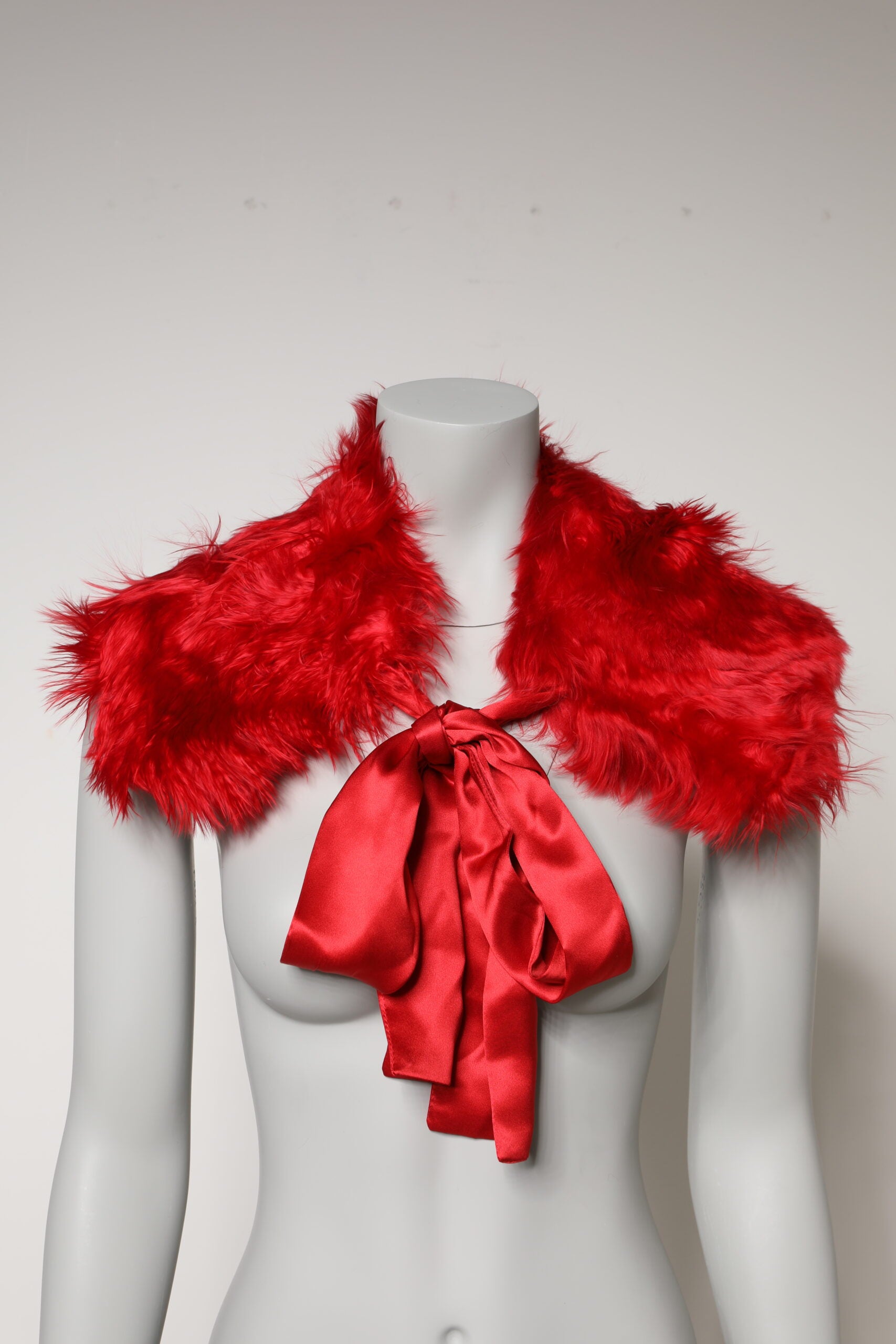 Red Alpaca Fur Women Neck Warmer Winter Scarf - ventzia