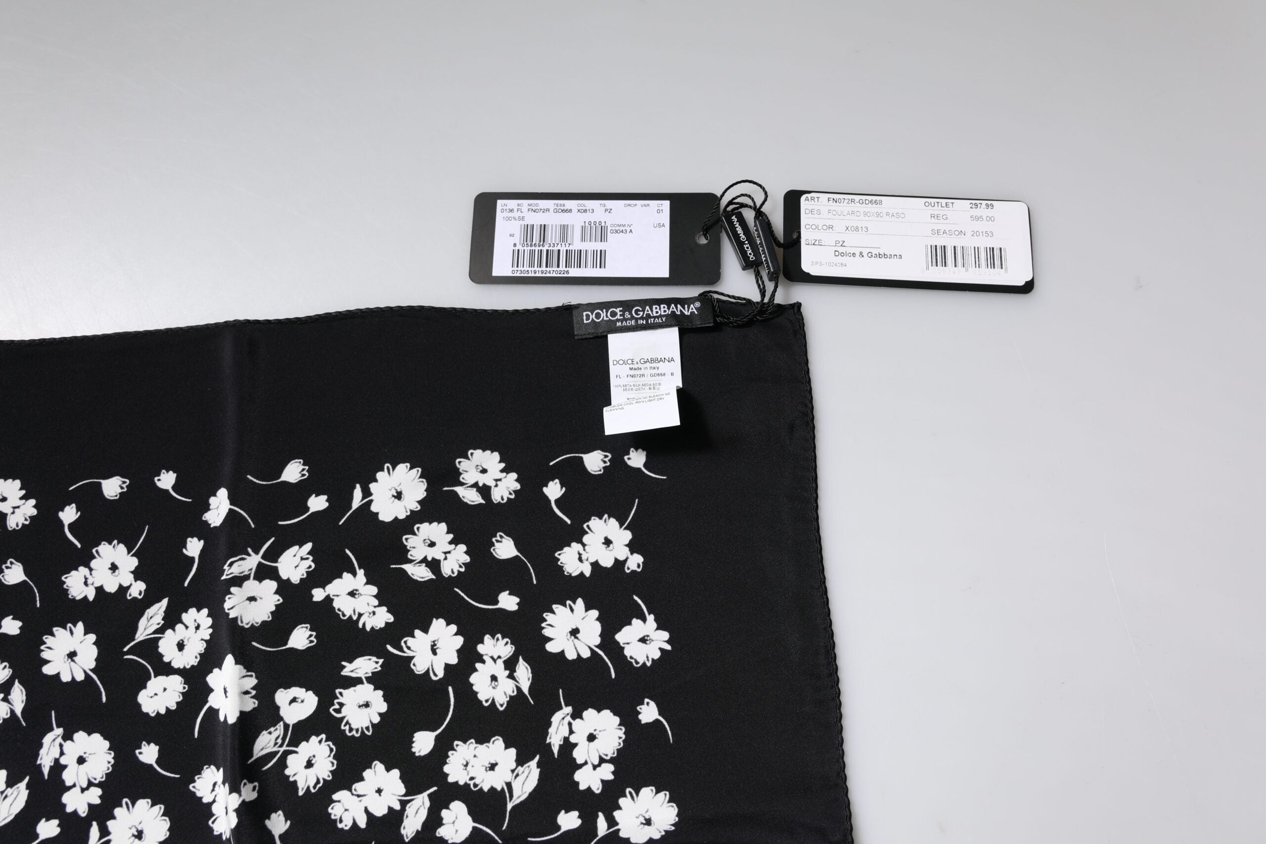Black Floral Silk Square Wrap Shawl Scarf - ventzia