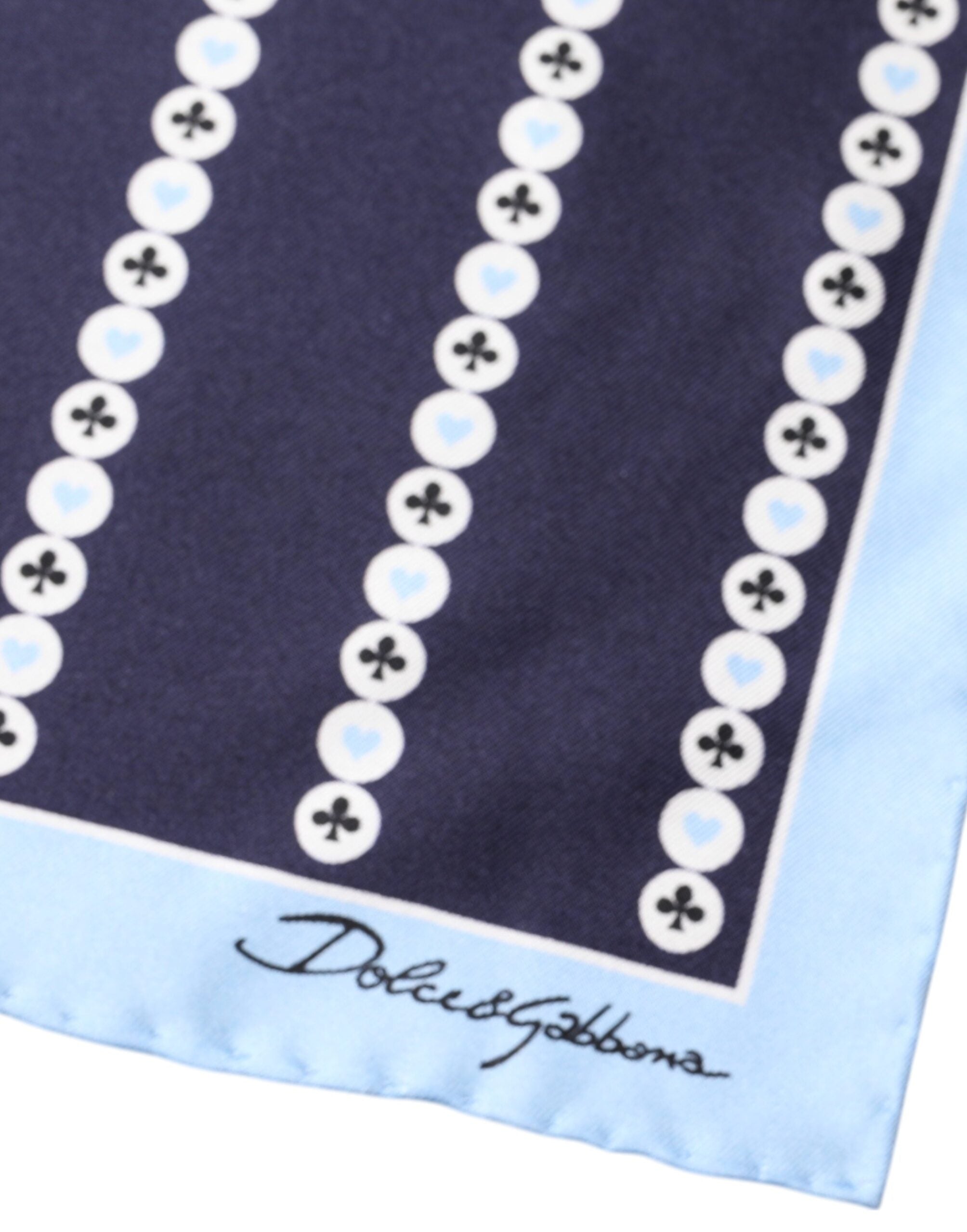 Blue Heart Spade Silk Handkerchief Scarf - ventzia