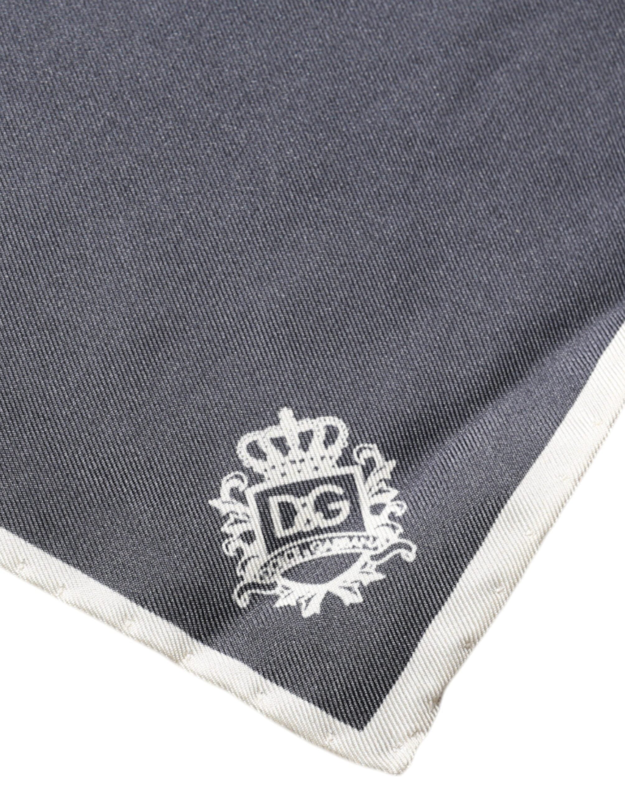 Gray Crown Logo Square Handkerchief Scarf - ventzia