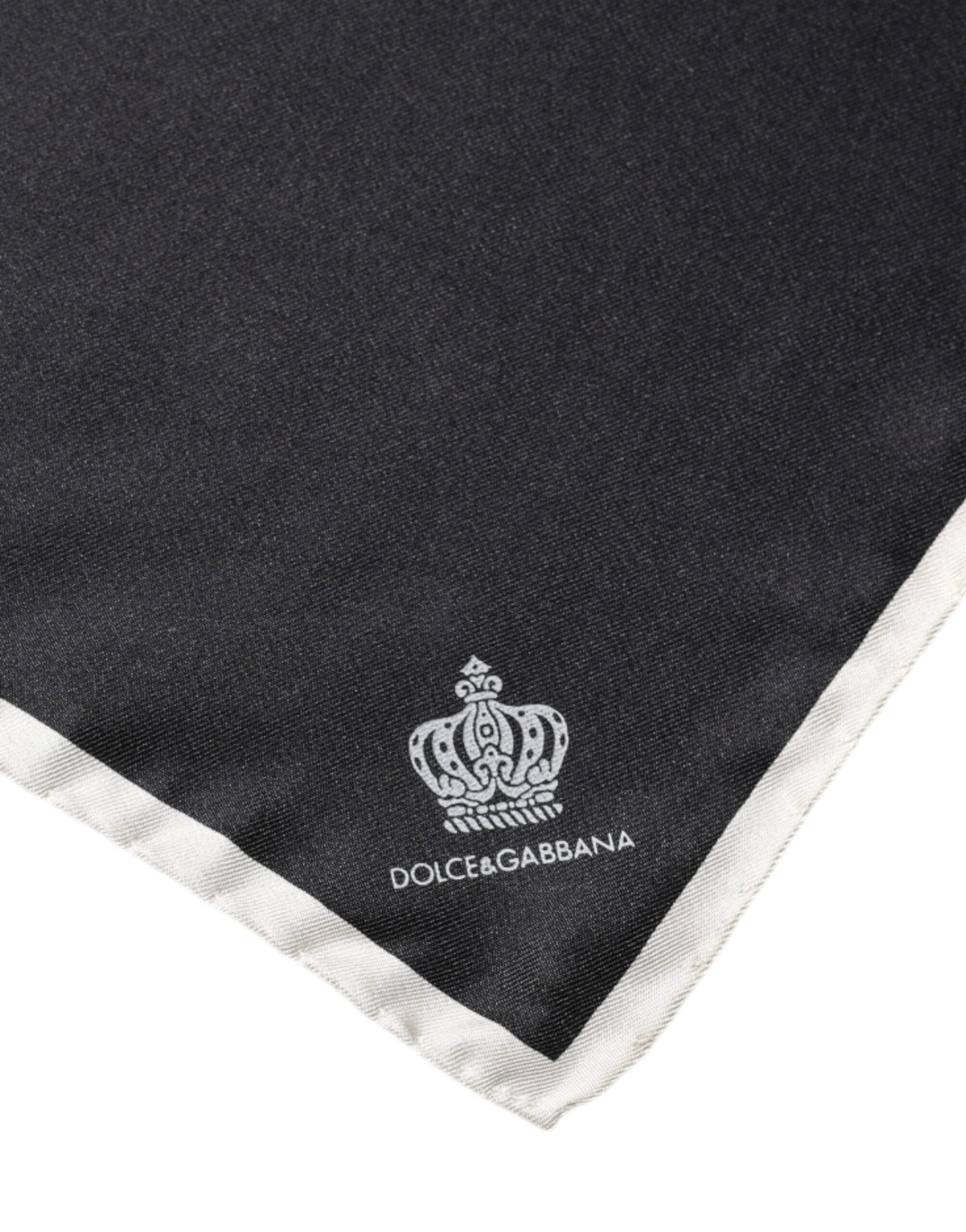 Black Crown Logo Square Handkerchief Scarf - ventzia